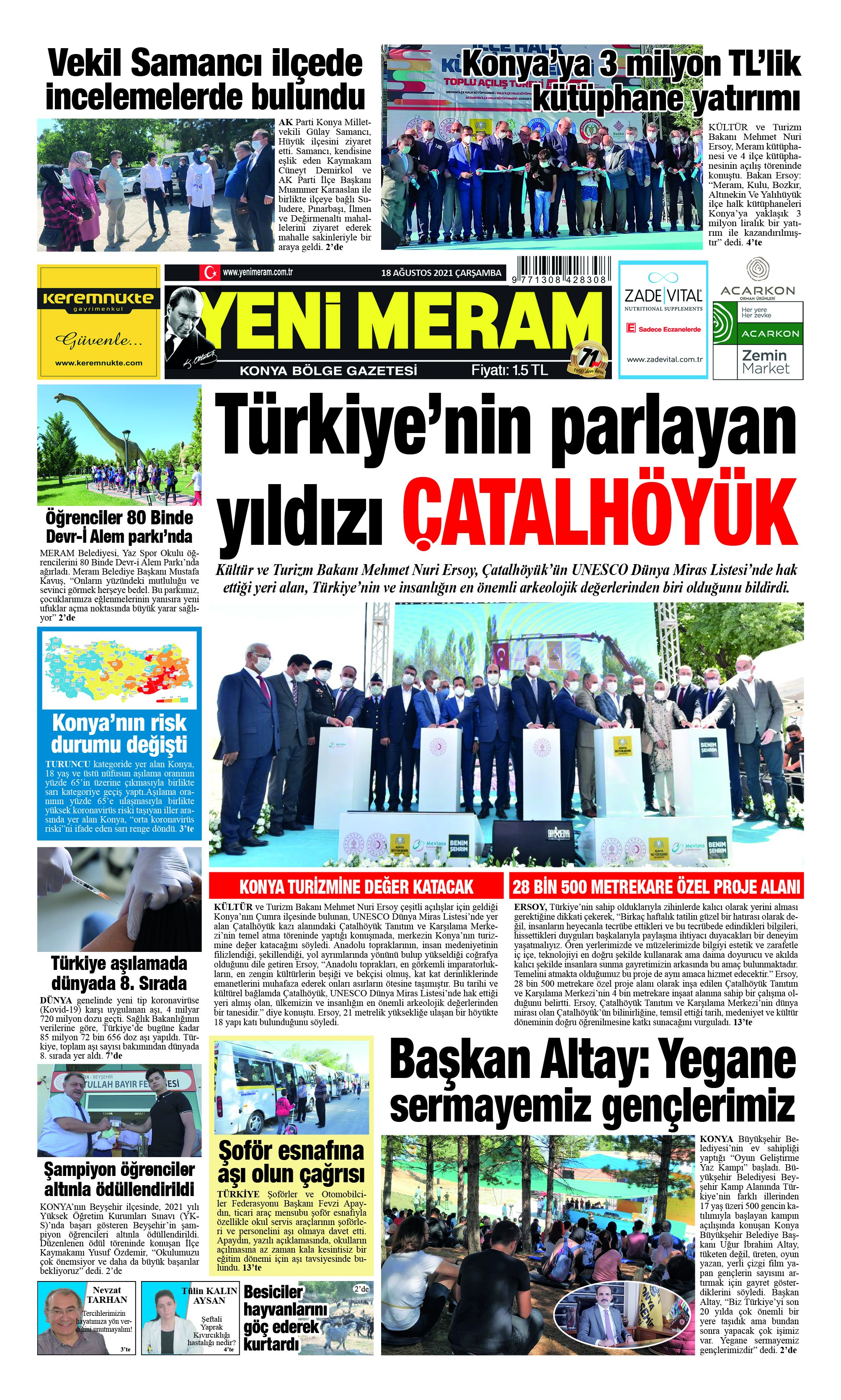 18 Ağustos 2021 Yeni Meram Gazetesi