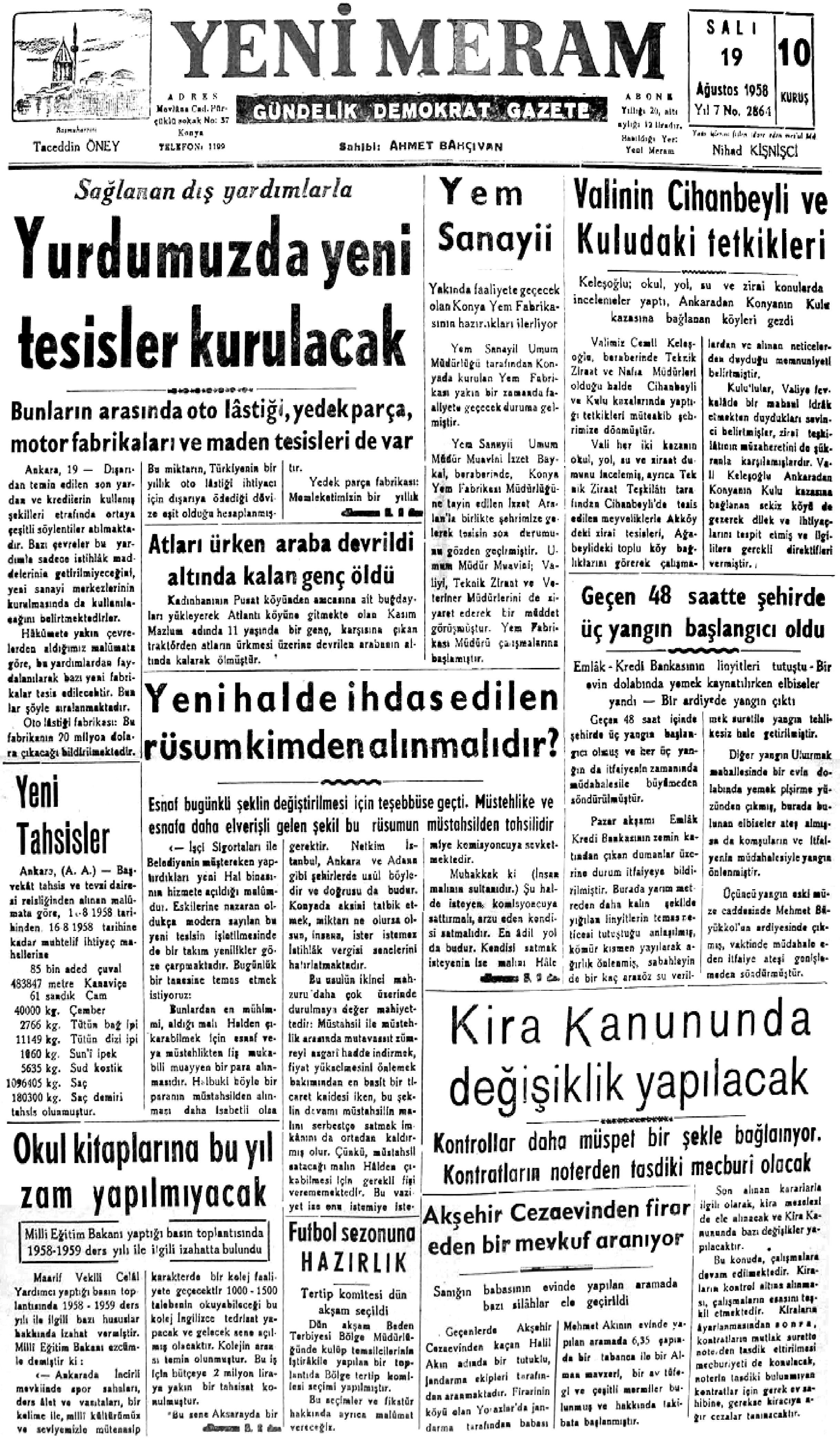 19 Ağustos 2021 Yeni Meram Gazetesi
