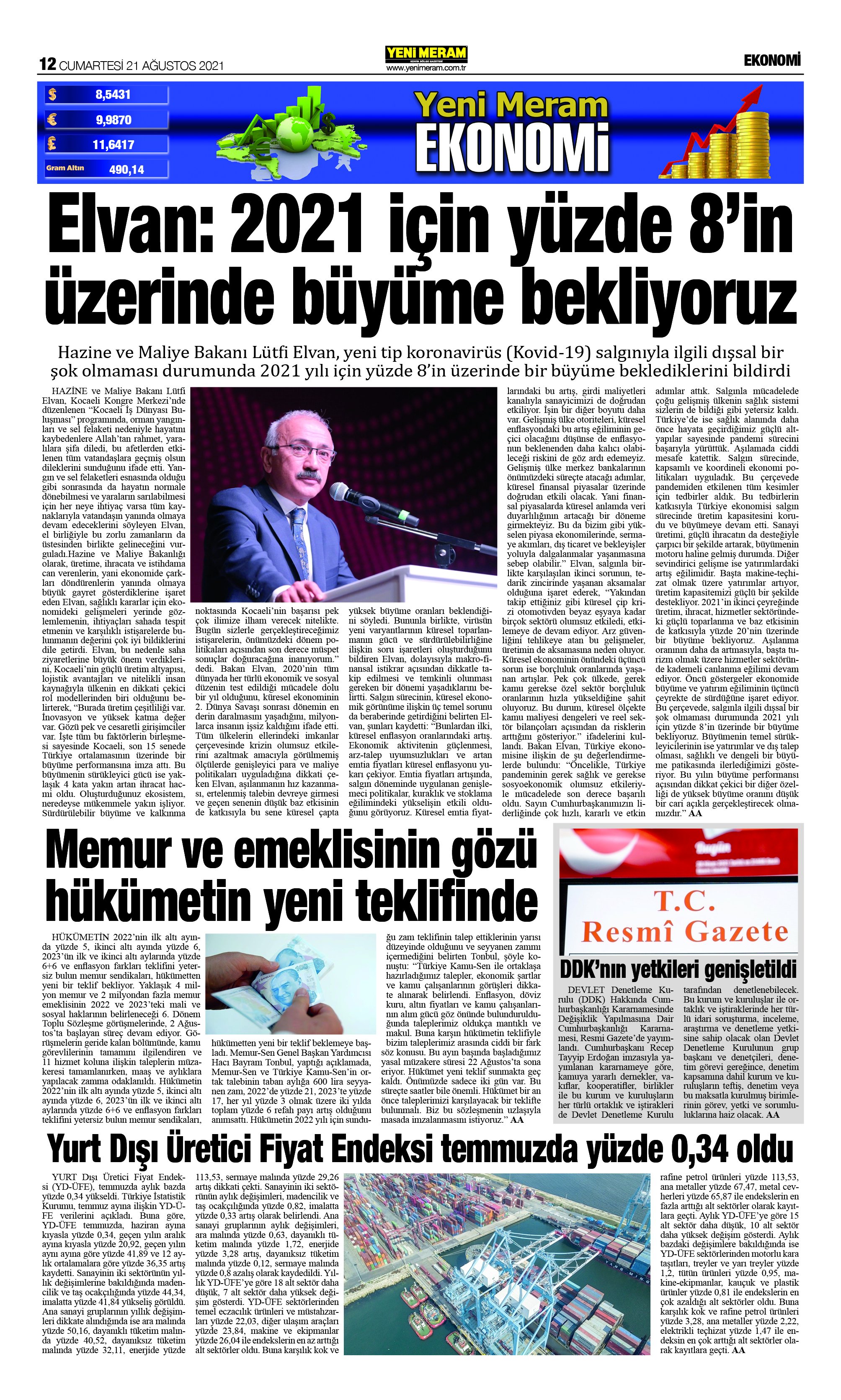 21 Ağustos 2021 Yeni Meram Gazetesi