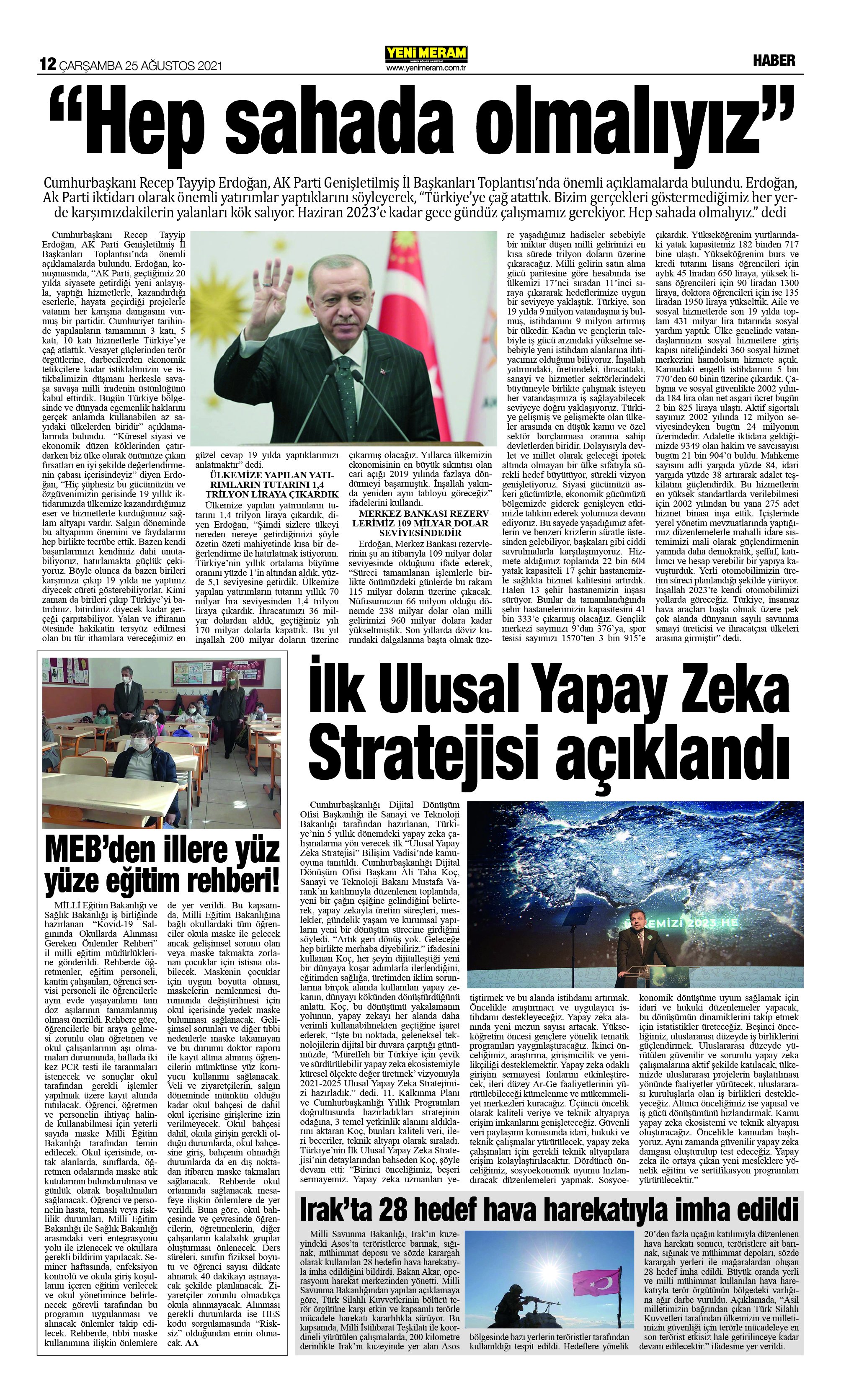 25 Ağustos 2021 Yeni Meram Gazetesi
