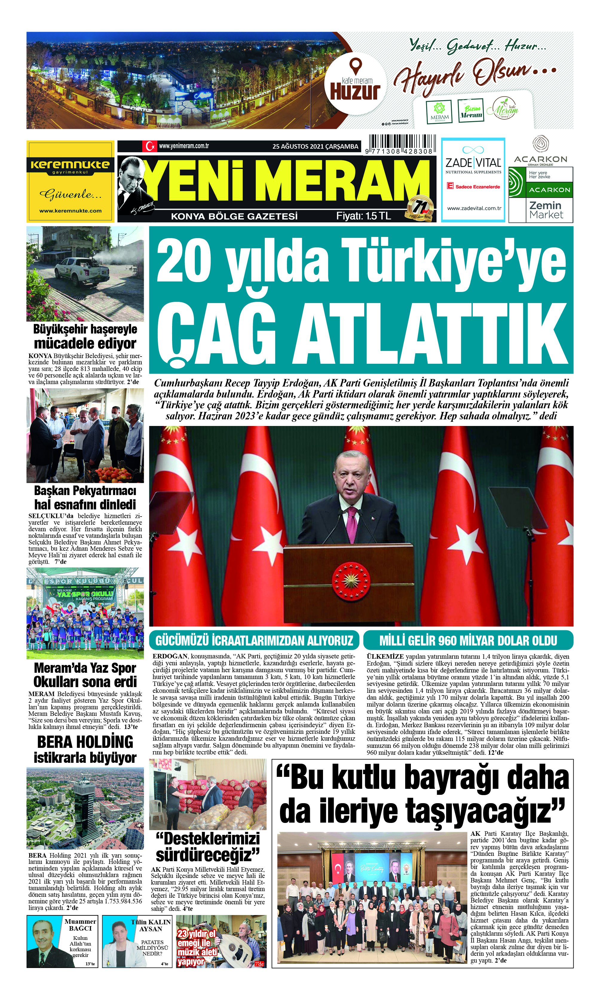 25 Ağustos 2021 Yeni Meram Gazetesi
