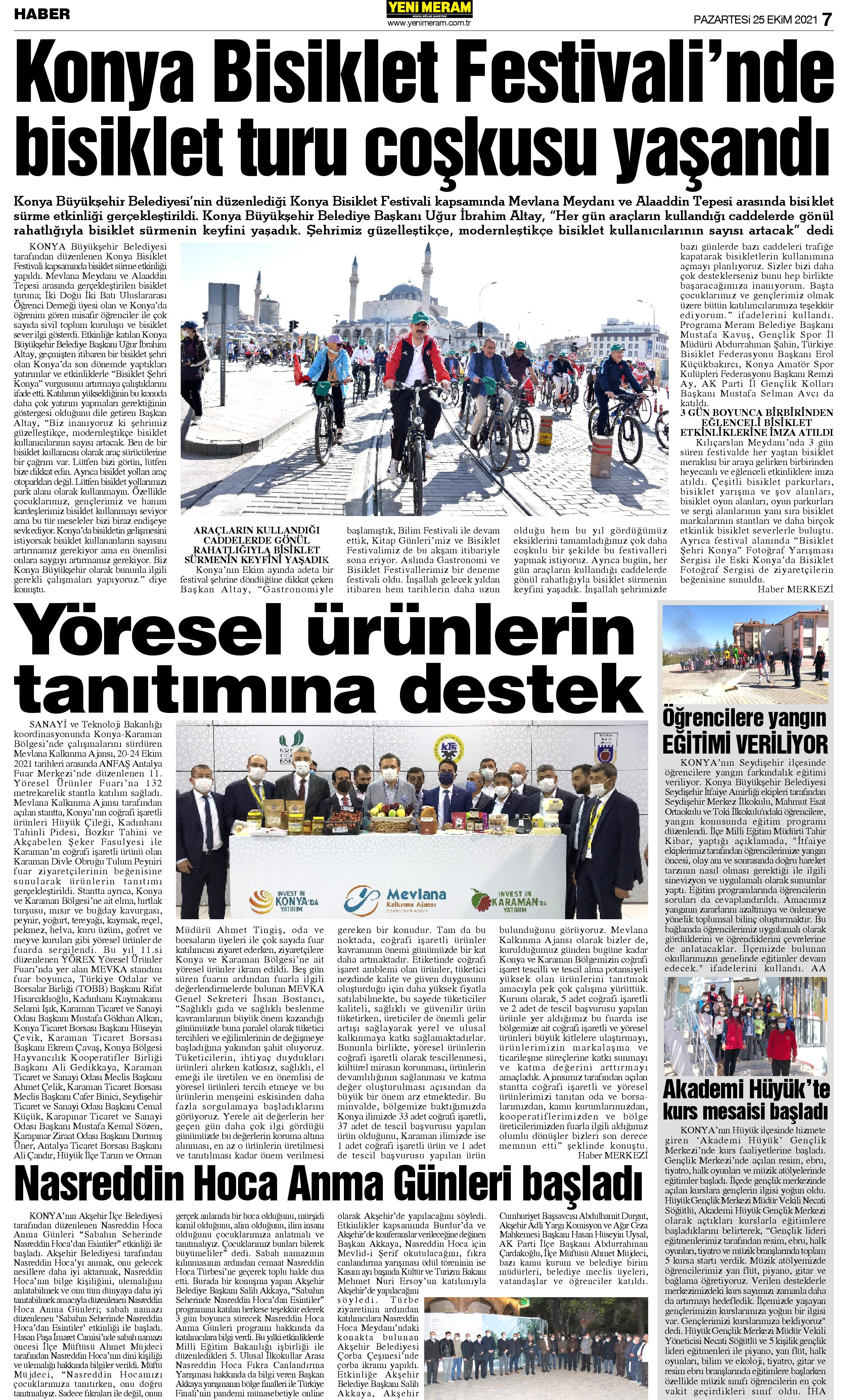 25 Ekim 2021 Yeni Meram Gazetesi
