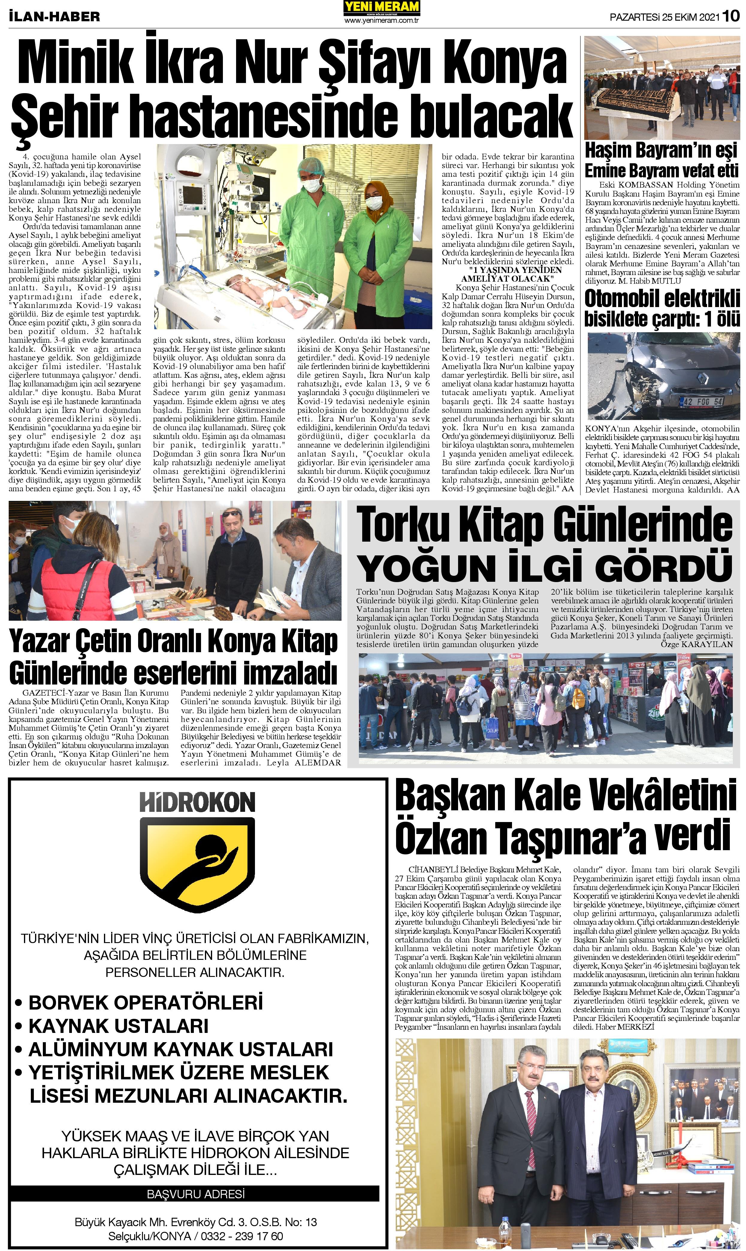 25 Ekim 2021 Yeni Meram Gazetesi
