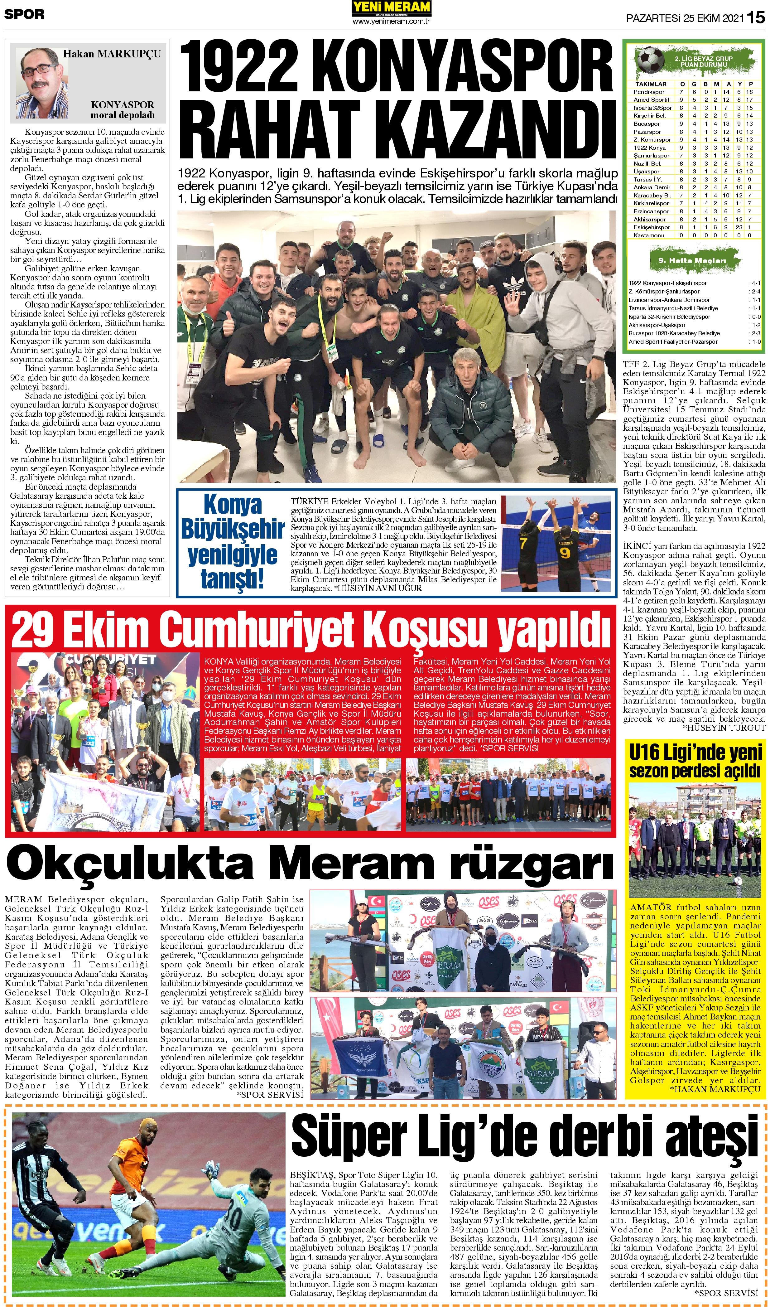 25 Ekim 2021 Yeni Meram Gazetesi
