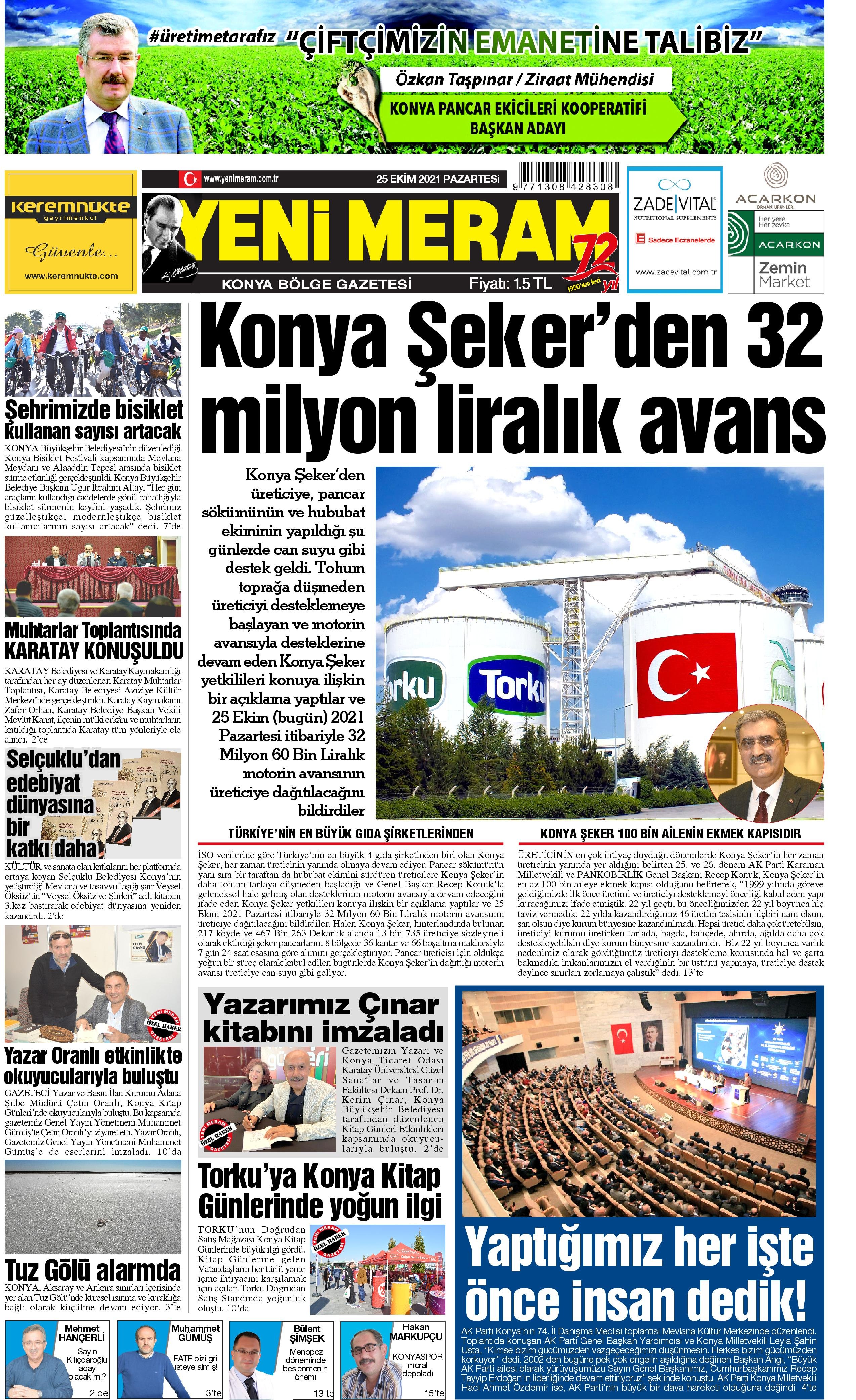 25 Ekim 2021 Yeni Meram Gazetesi
