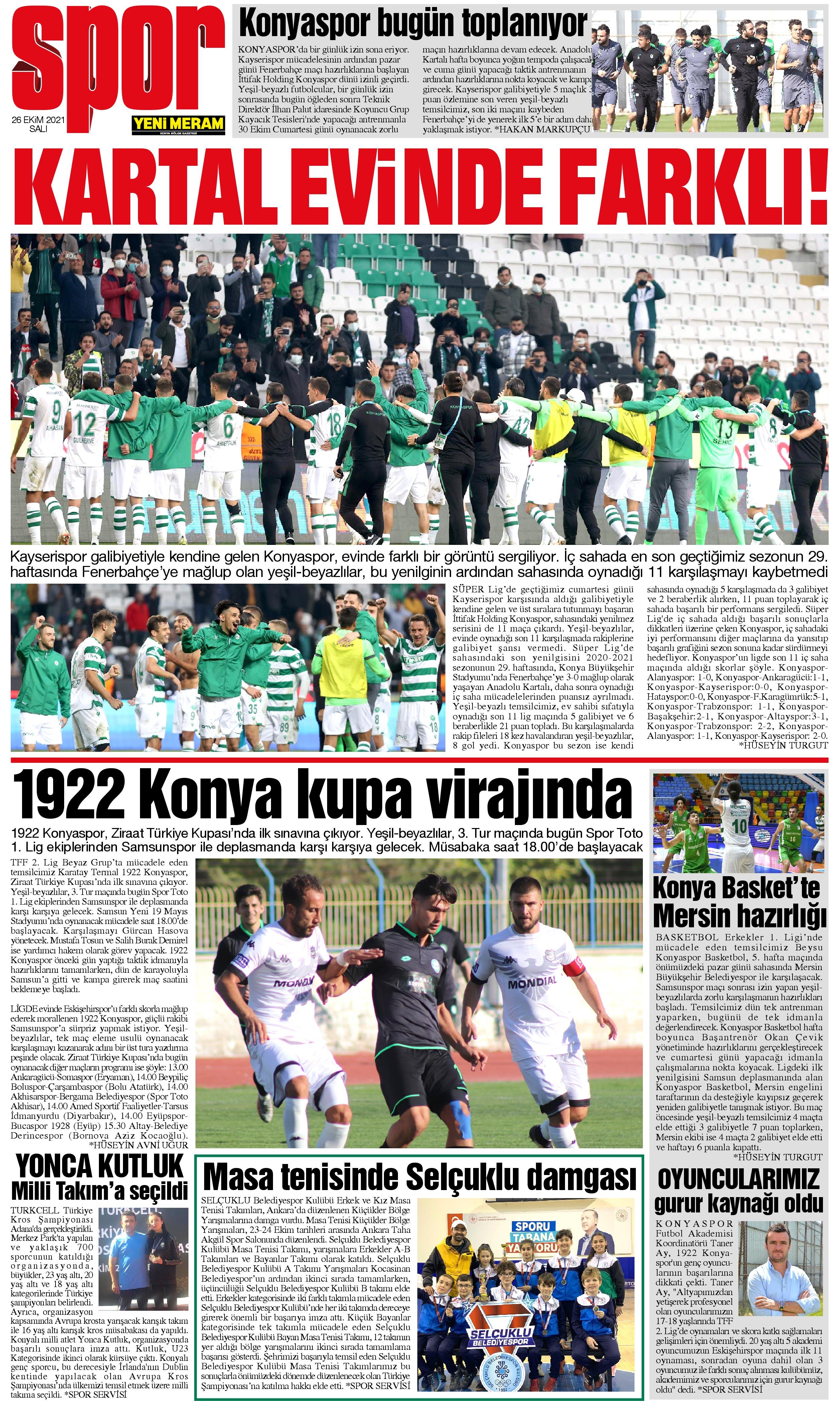 26 Ekim 2021 Yeni Meram Gazetesi