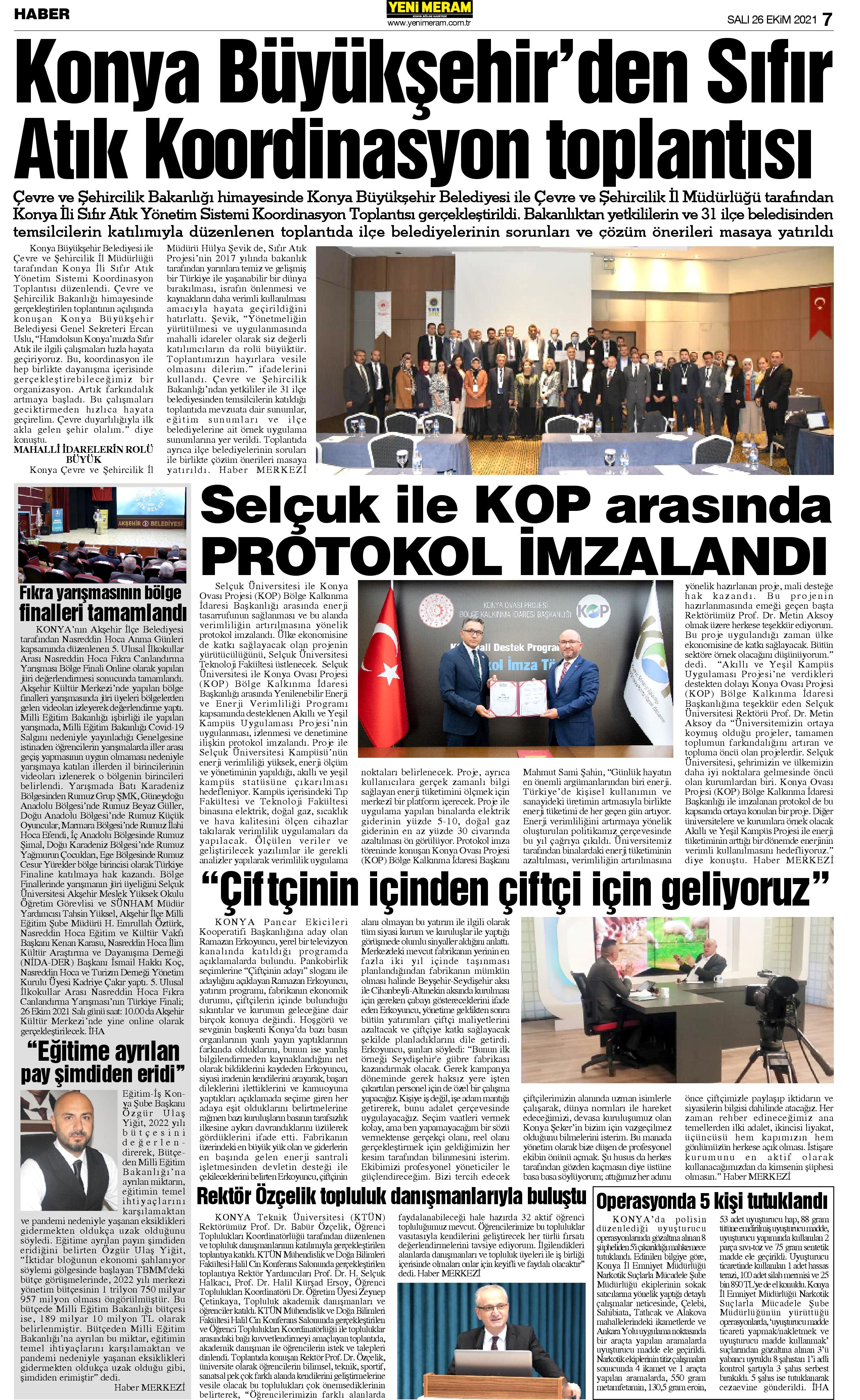 26 Ekim 2021 Yeni Meram Gazetesi