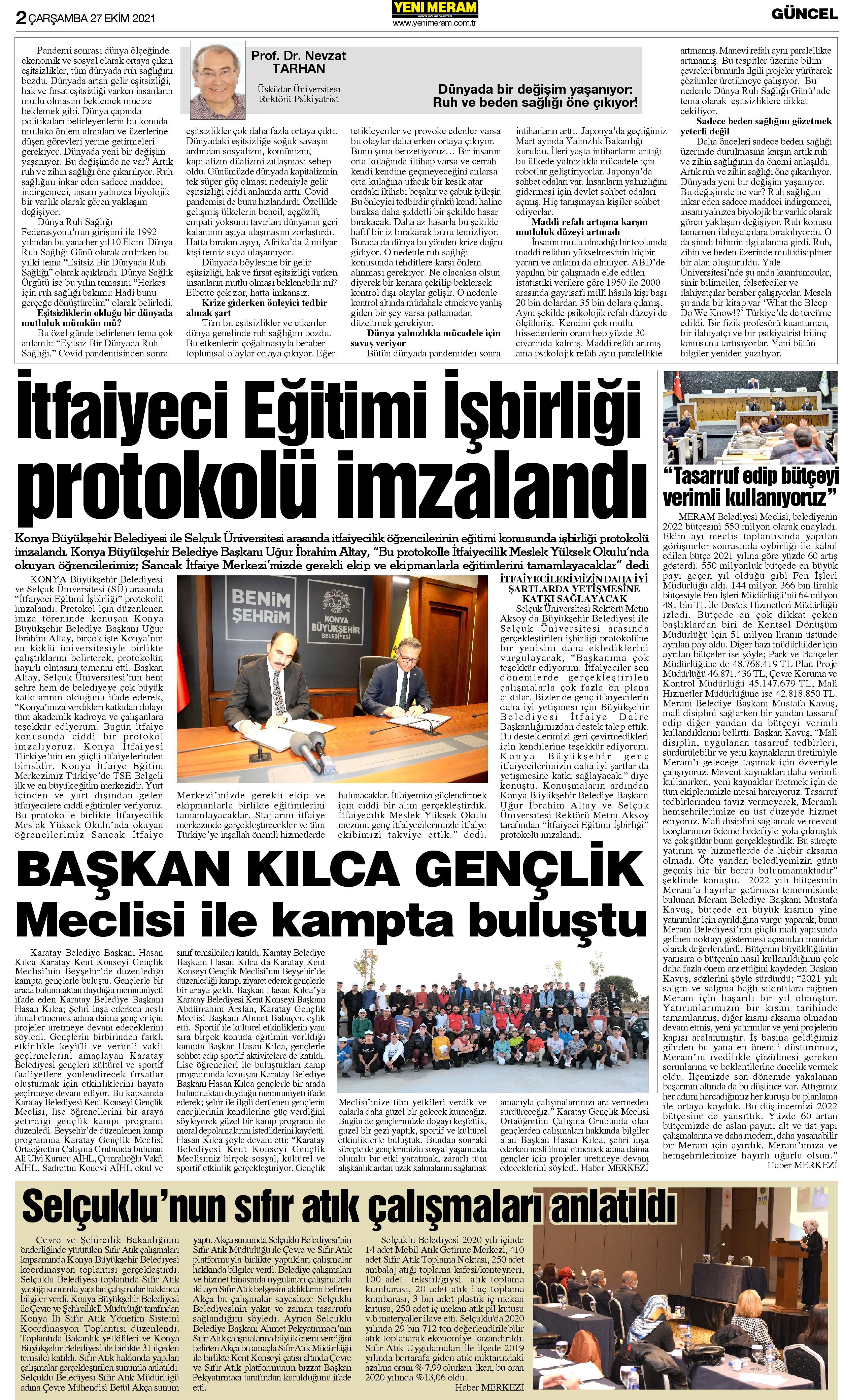 27 Ekim 2021 Yeni Meram Gazetesi
