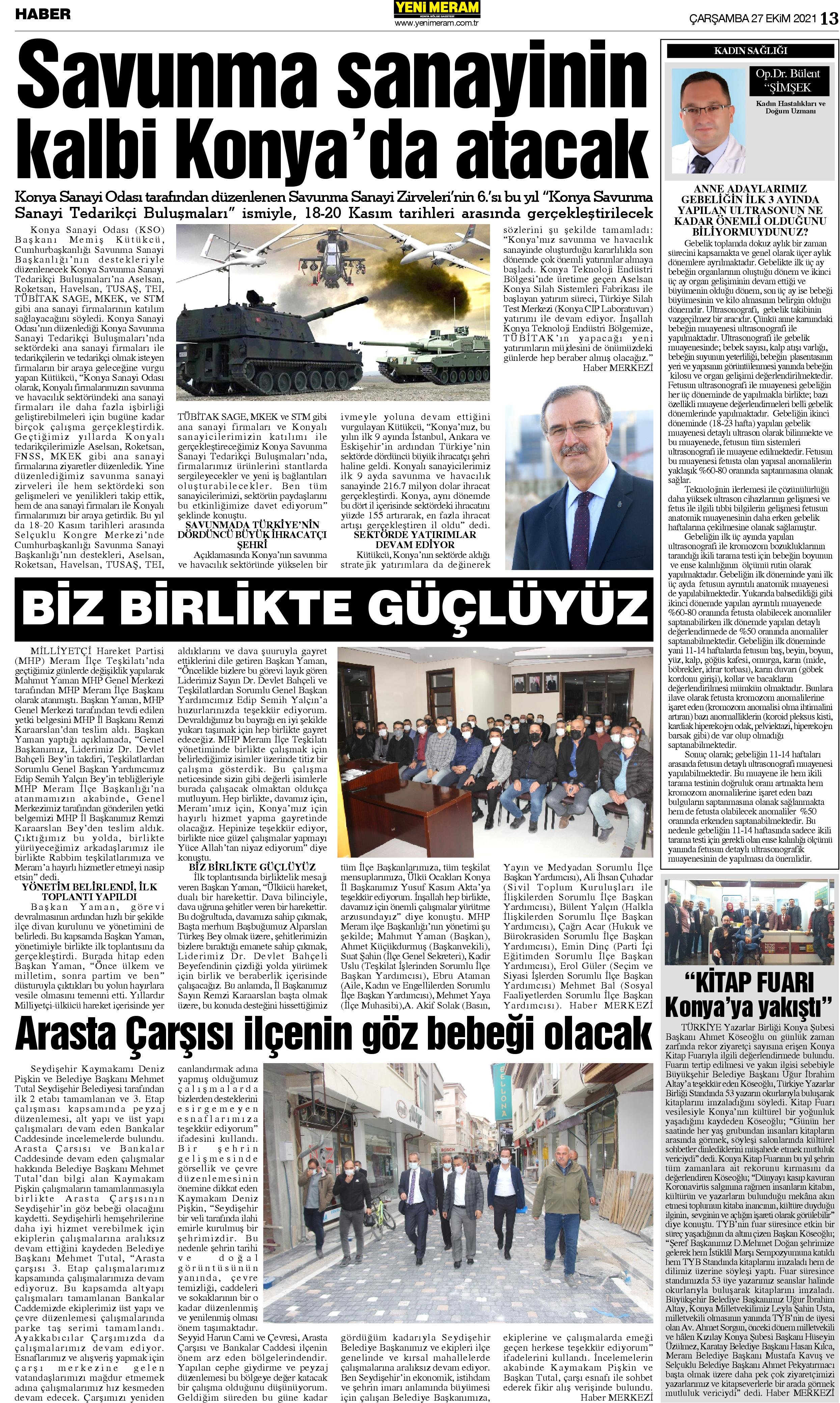 27 Ekim 2021 Yeni Meram Gazetesi
