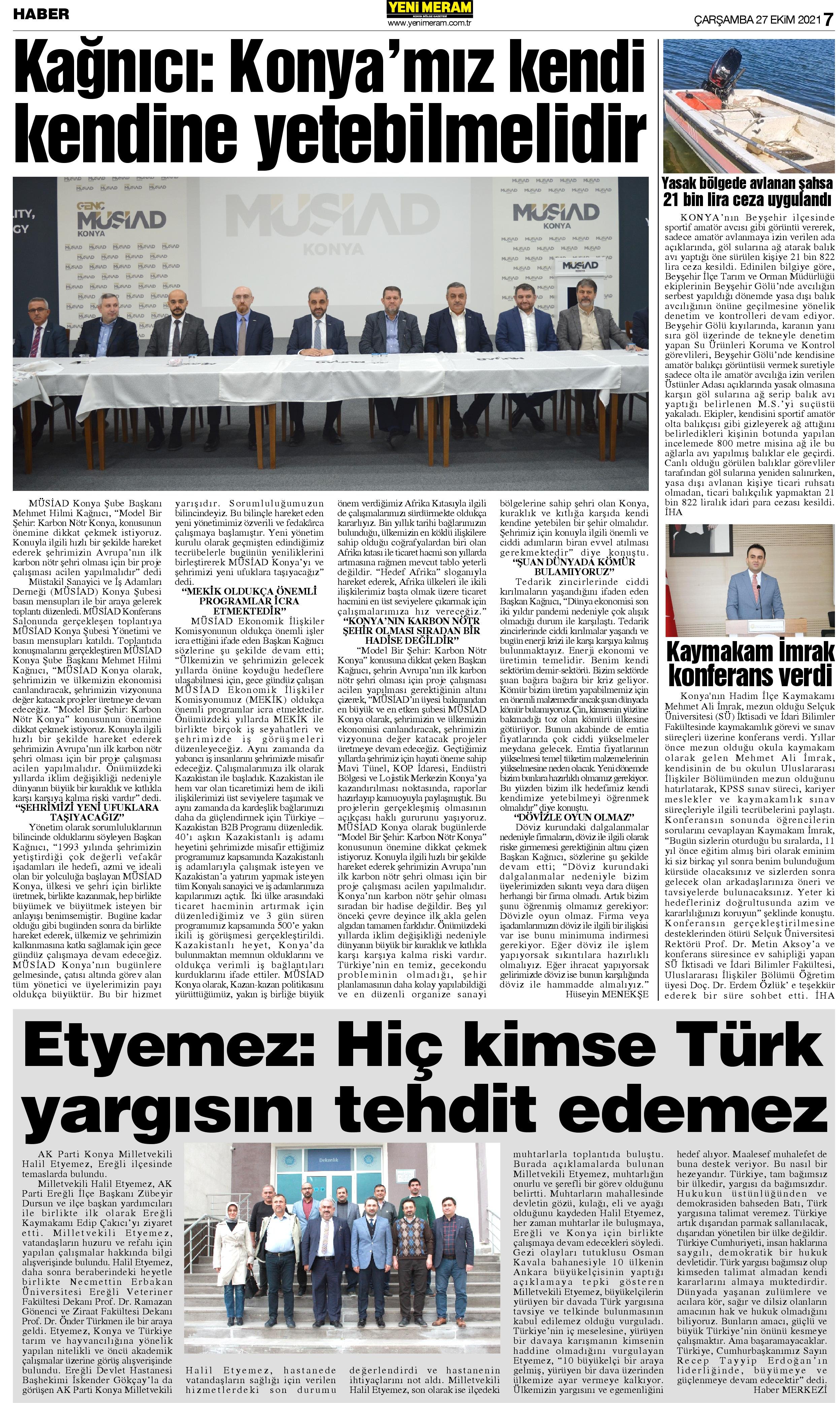 27 Ekim 2021 Yeni Meram Gazetesi
