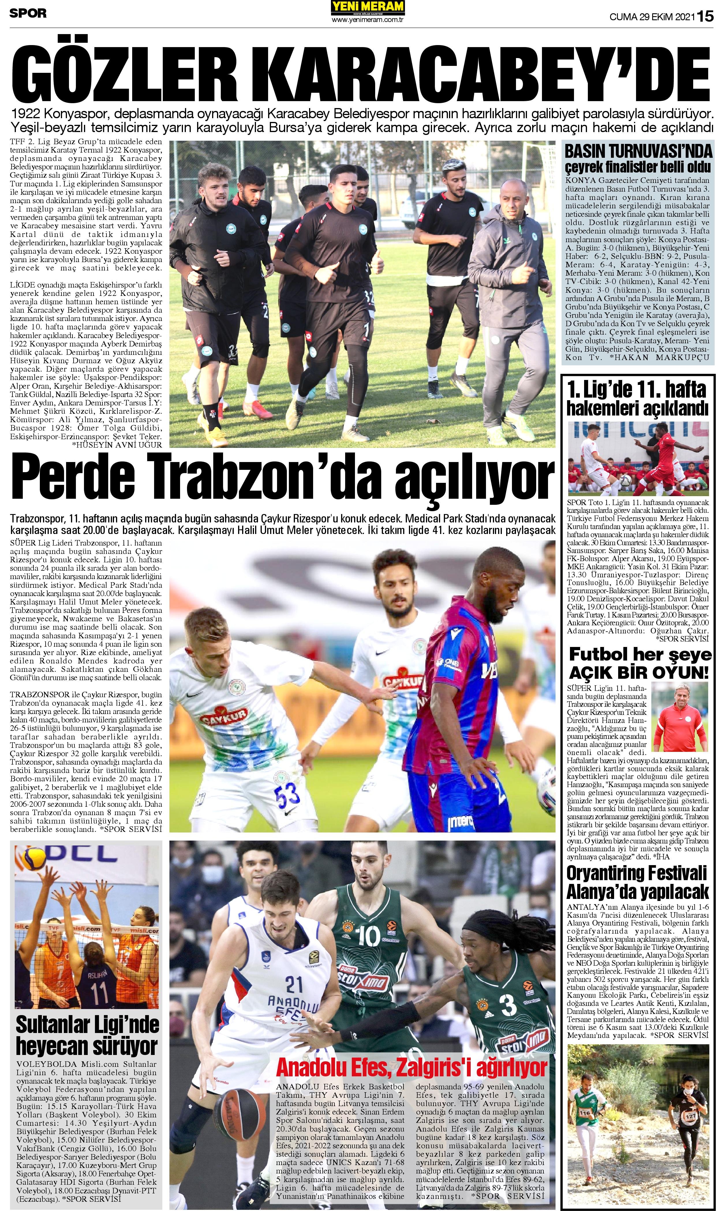 29 Ekim 2021 Yeni Meram Gazetesi
