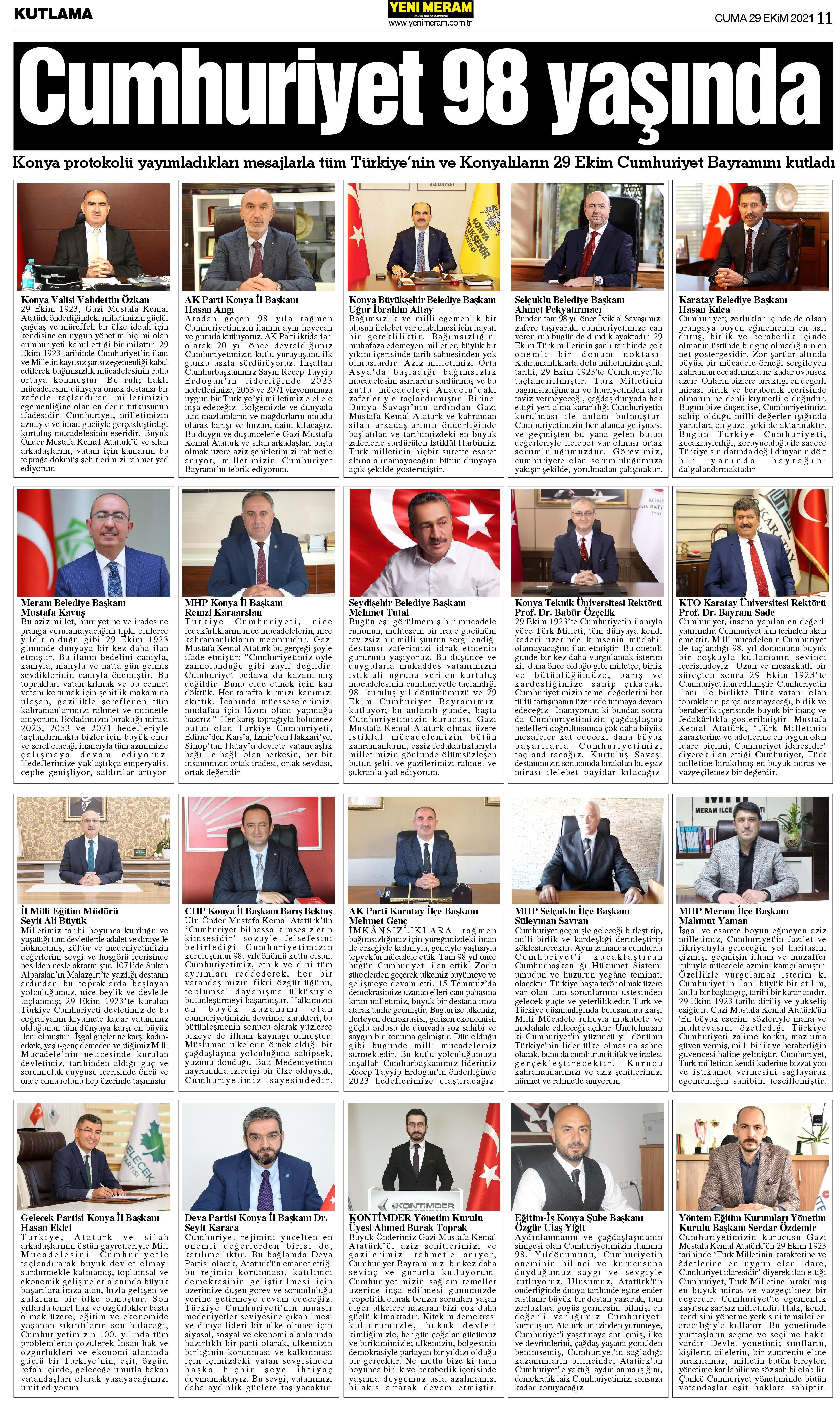 29 Ekim 2021 Yeni Meram Gazetesi
