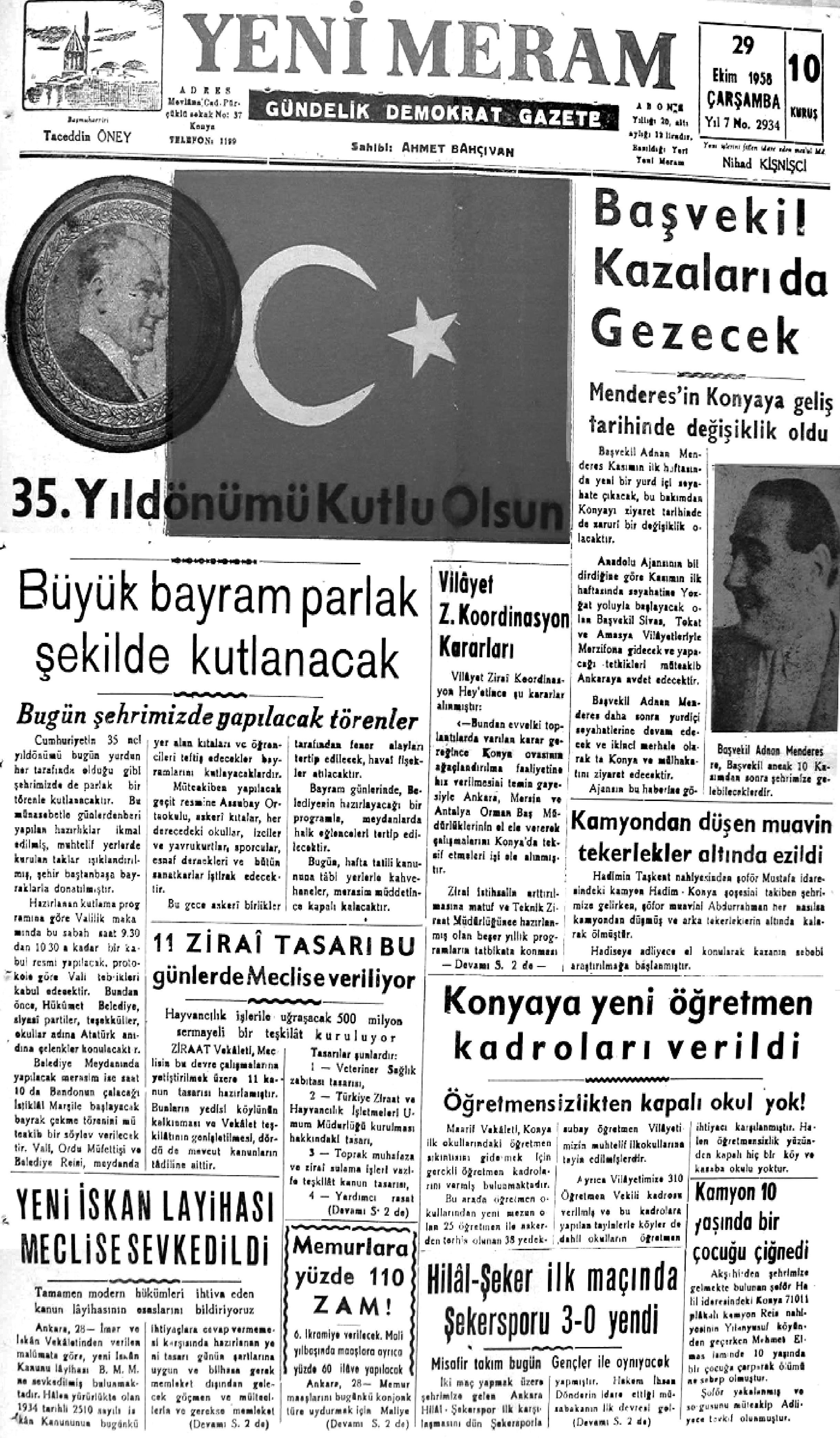 29 Ekim 2021 Yeni Meram Gazetesi
