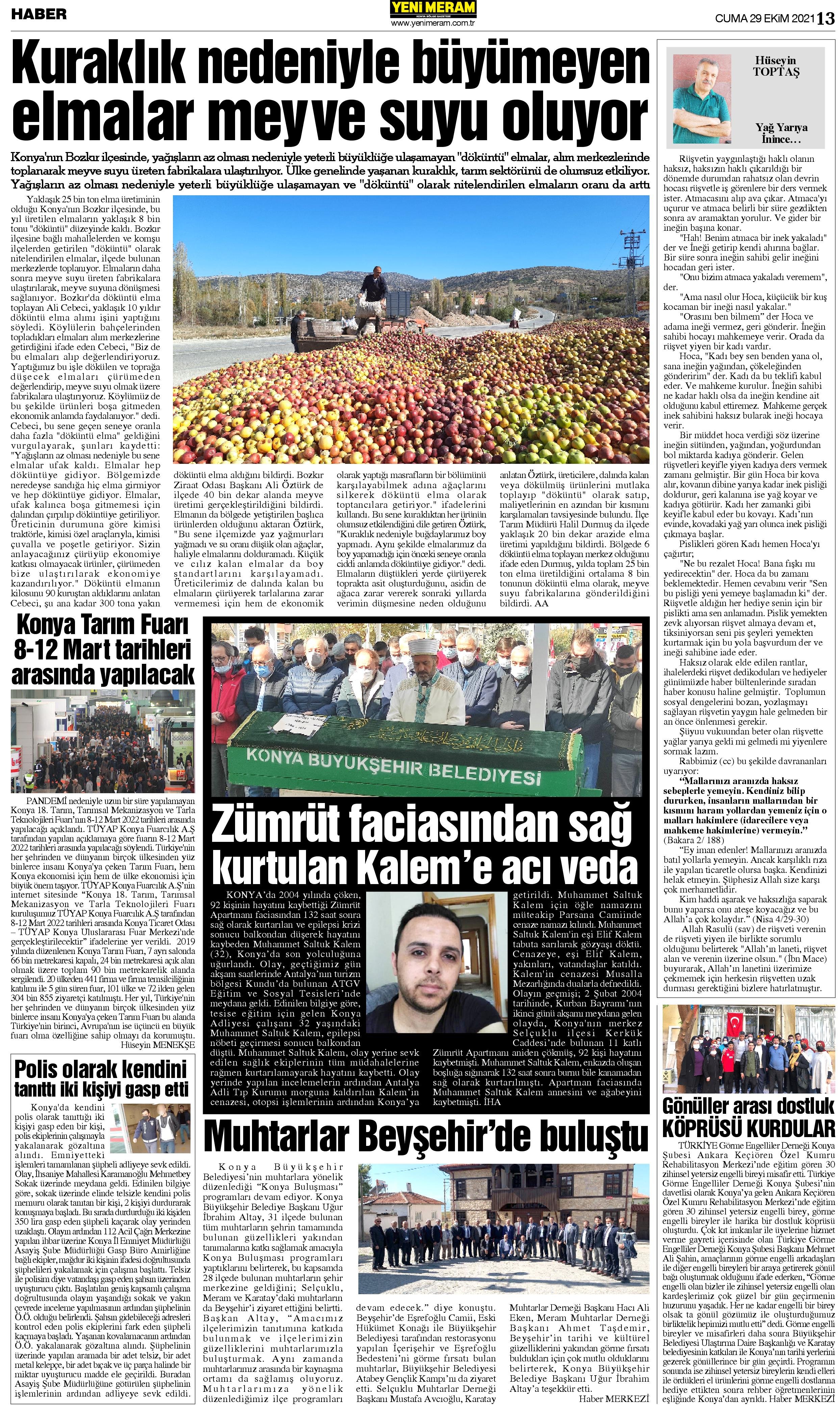 29 Ekim 2021 Yeni Meram Gazetesi
