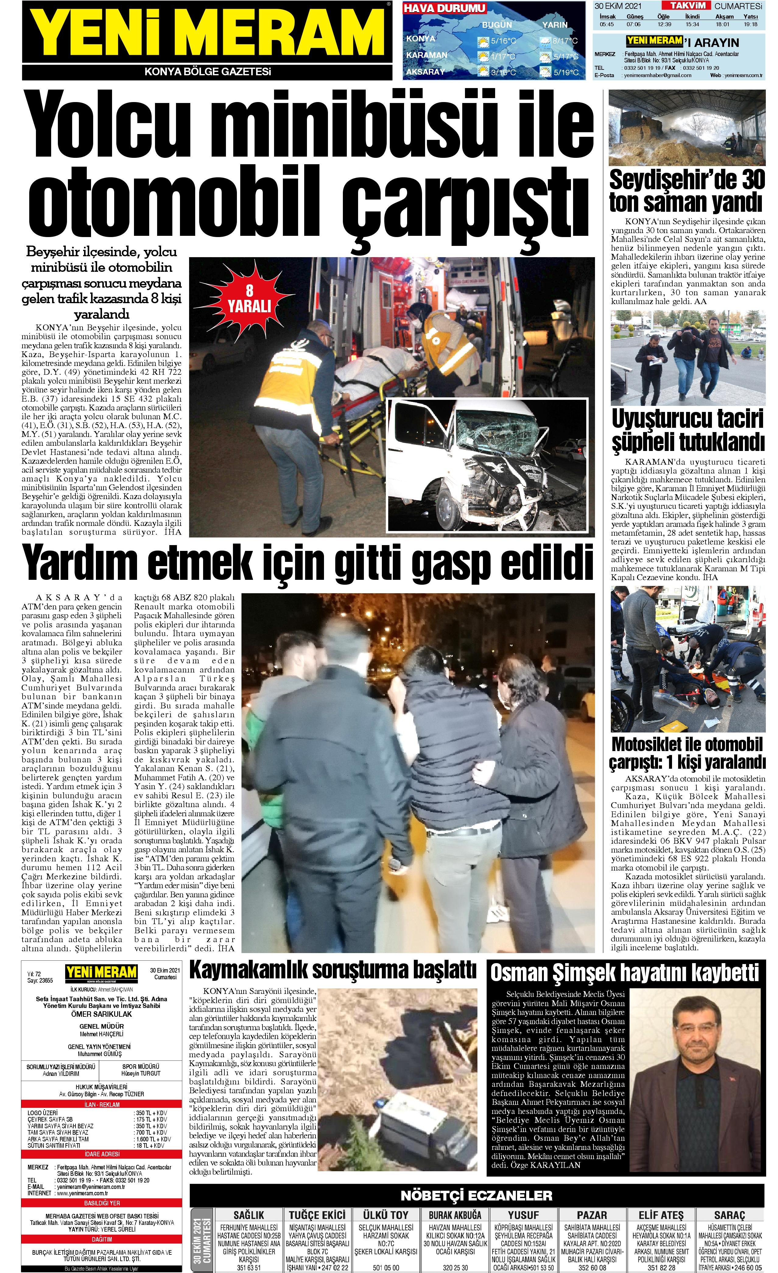 30 Ekim 2021 Yeni Meram Gazetesi