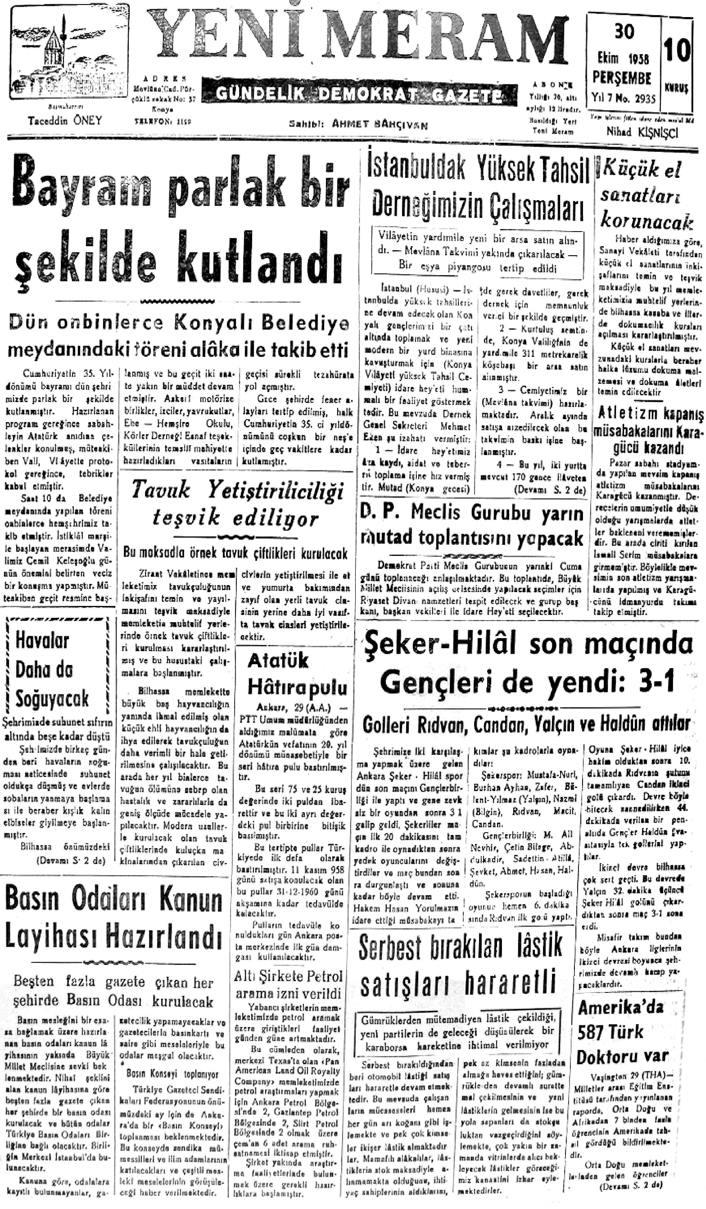 30 Ekim 2021 Yeni Meram Gazetesi