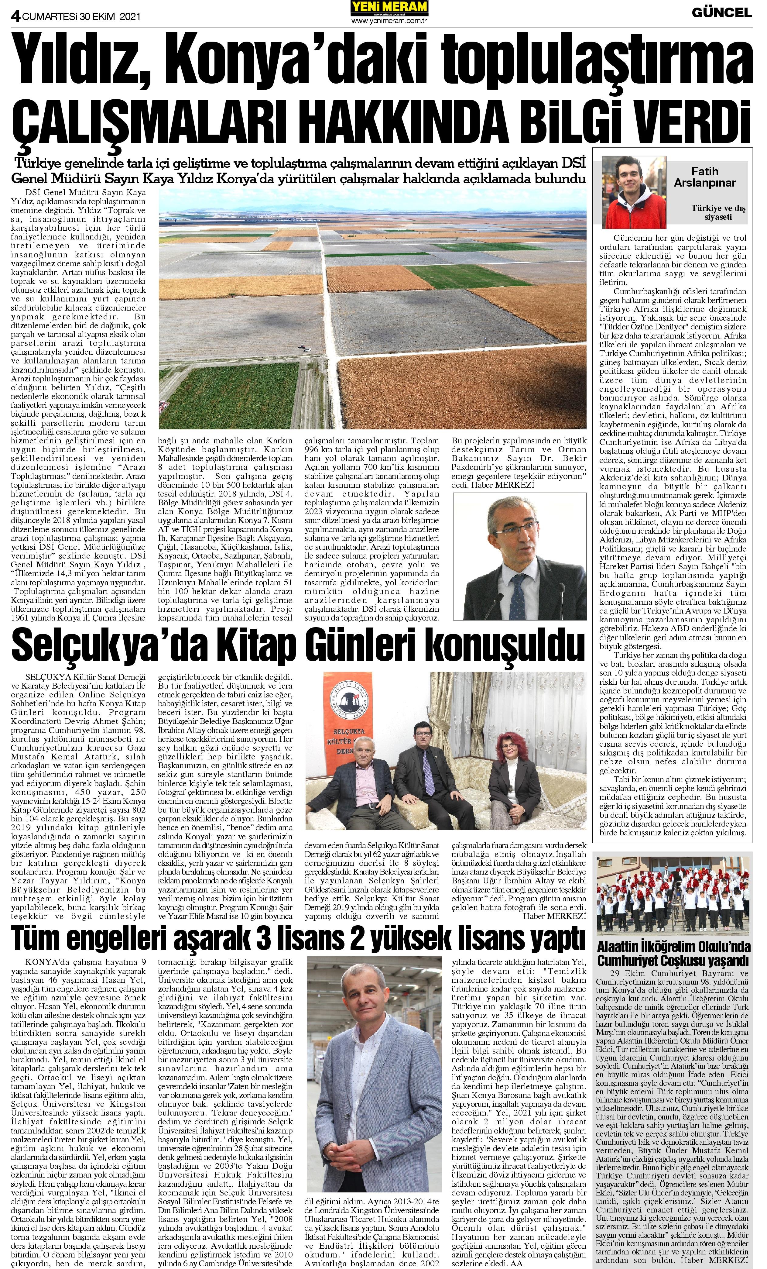 30 Ekim 2021 Yeni Meram Gazetesi