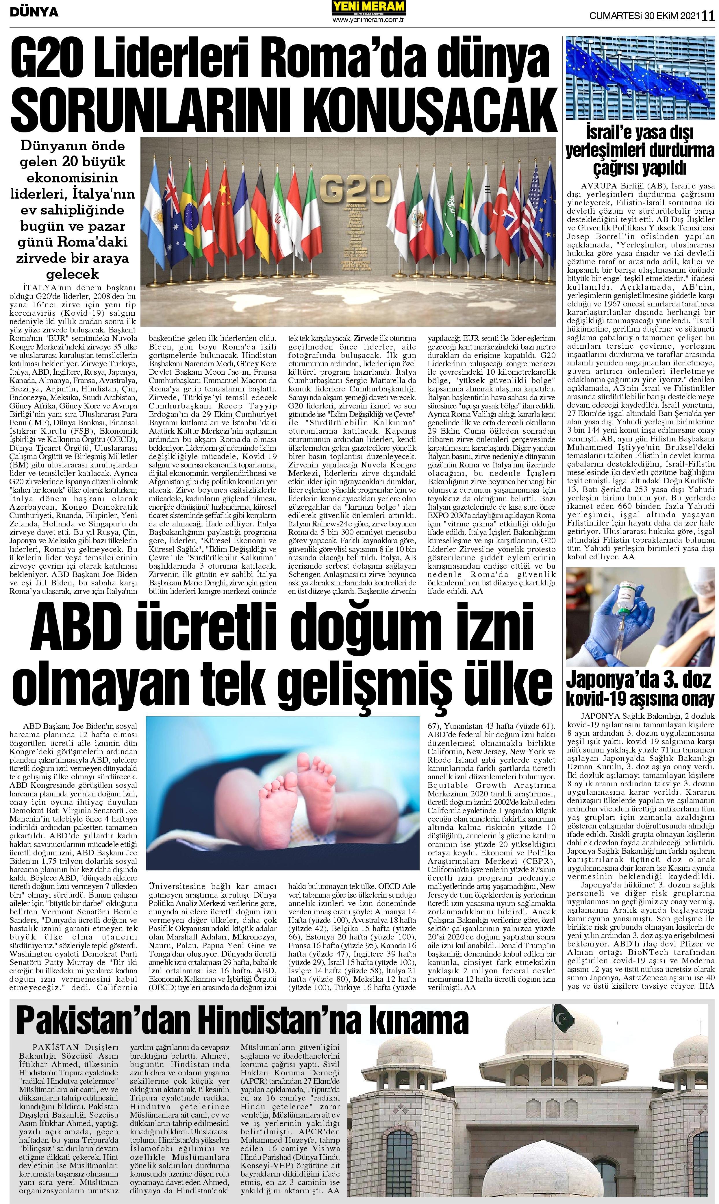 30 Ekim 2021 Yeni Meram Gazetesi