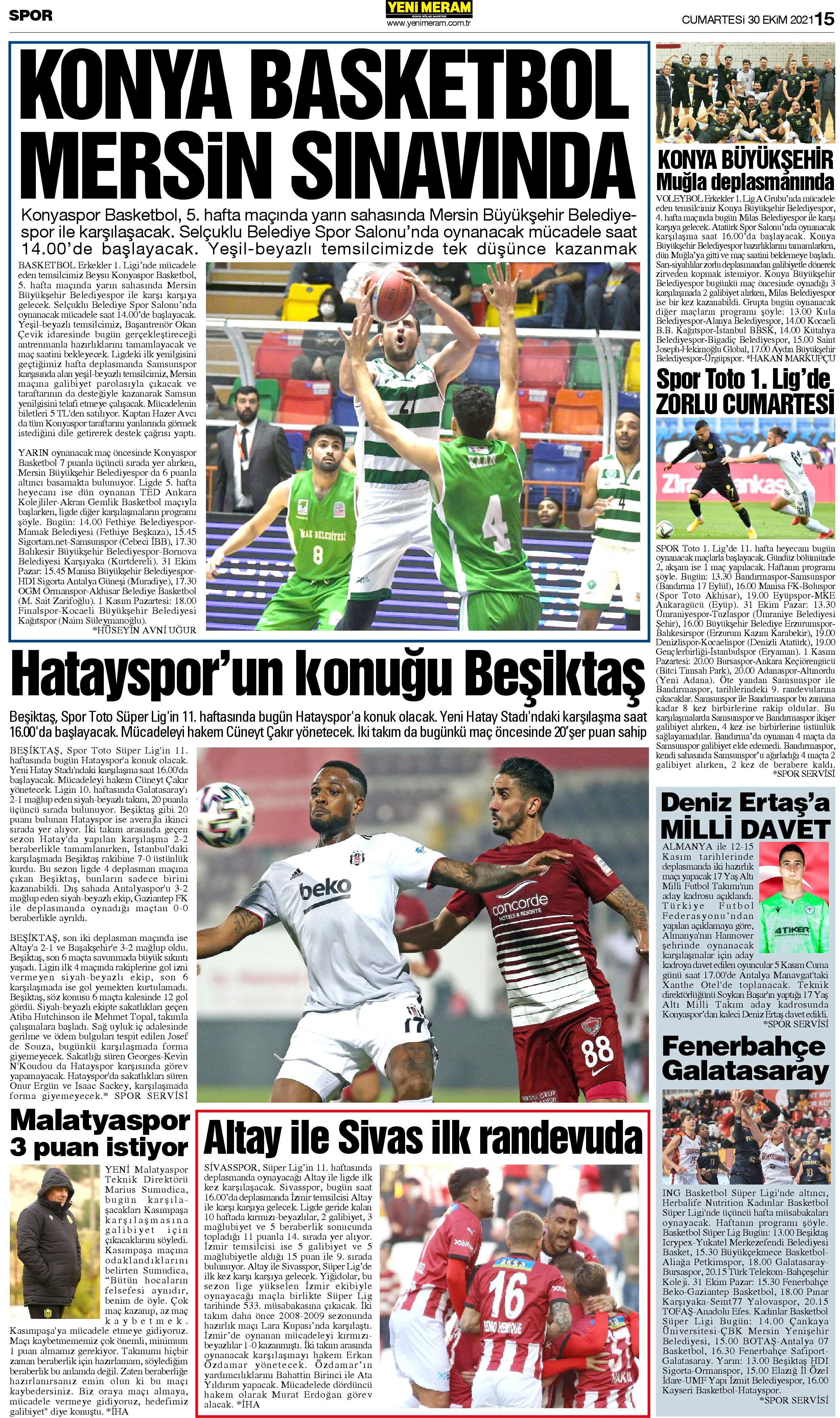 30 Ekim 2021 Yeni Meram Gazetesi