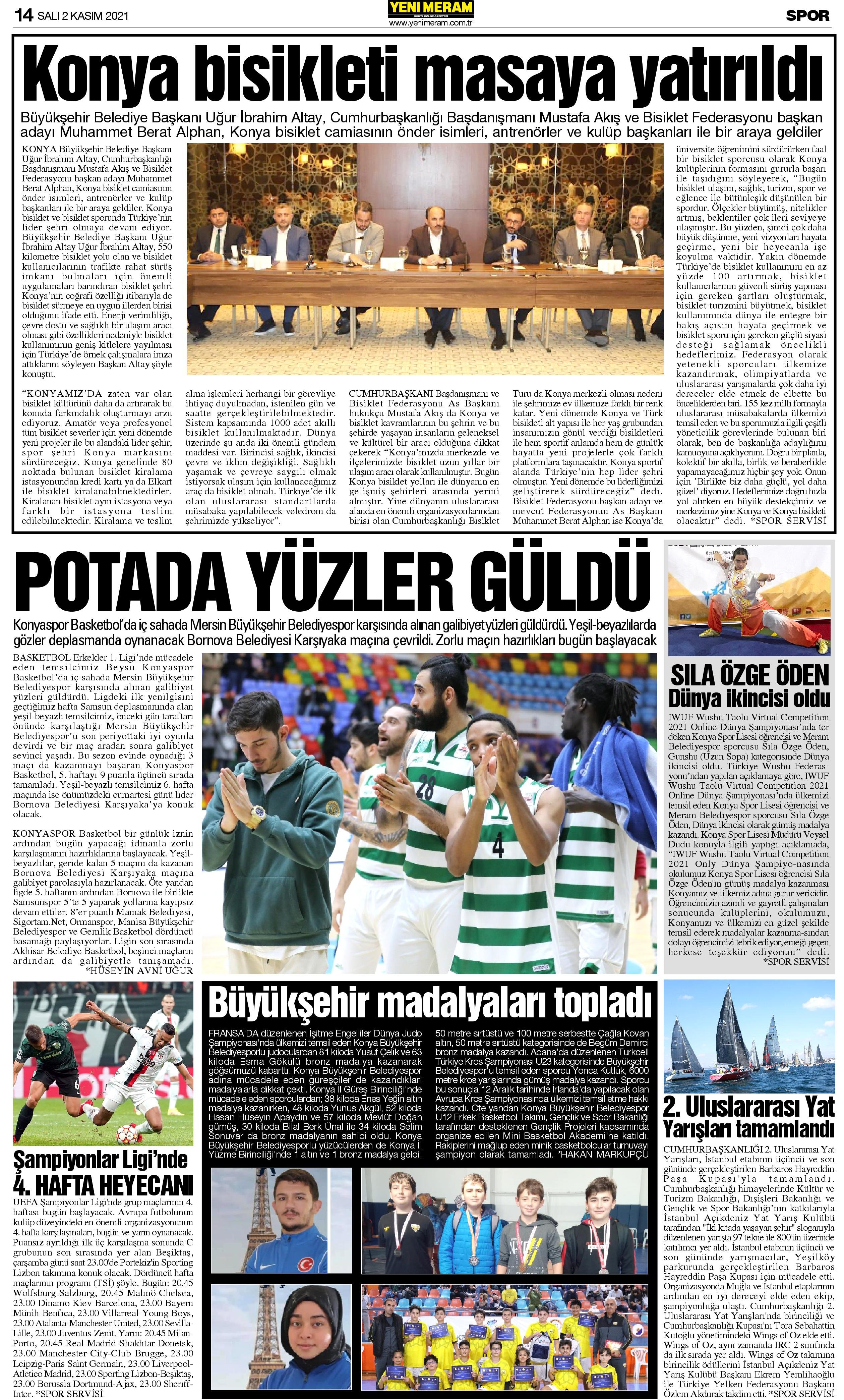 2 Kasım 2021 Yeni Meram Gazetesi