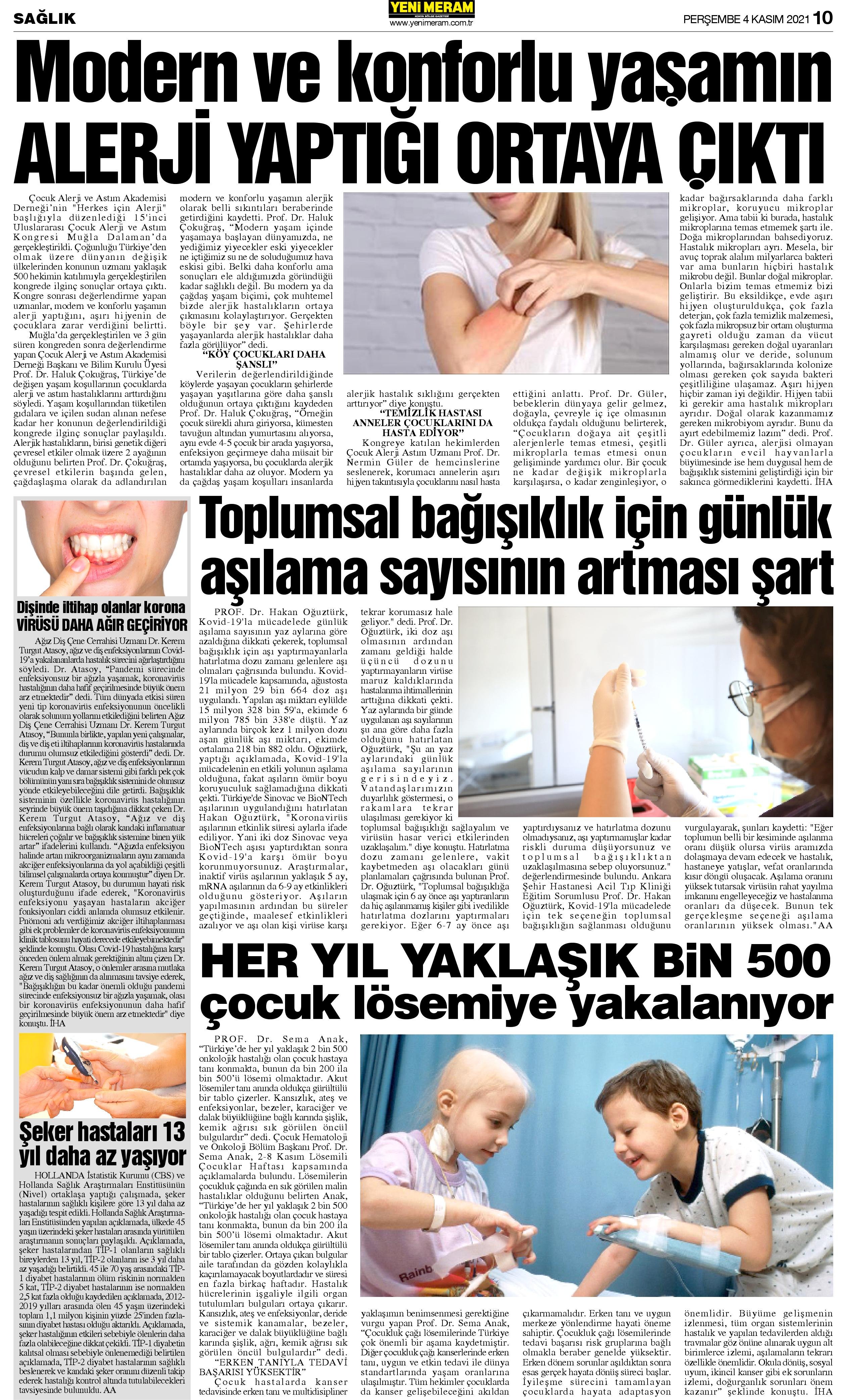 4 Kasım 2021 Yeni Meram Gazetesi