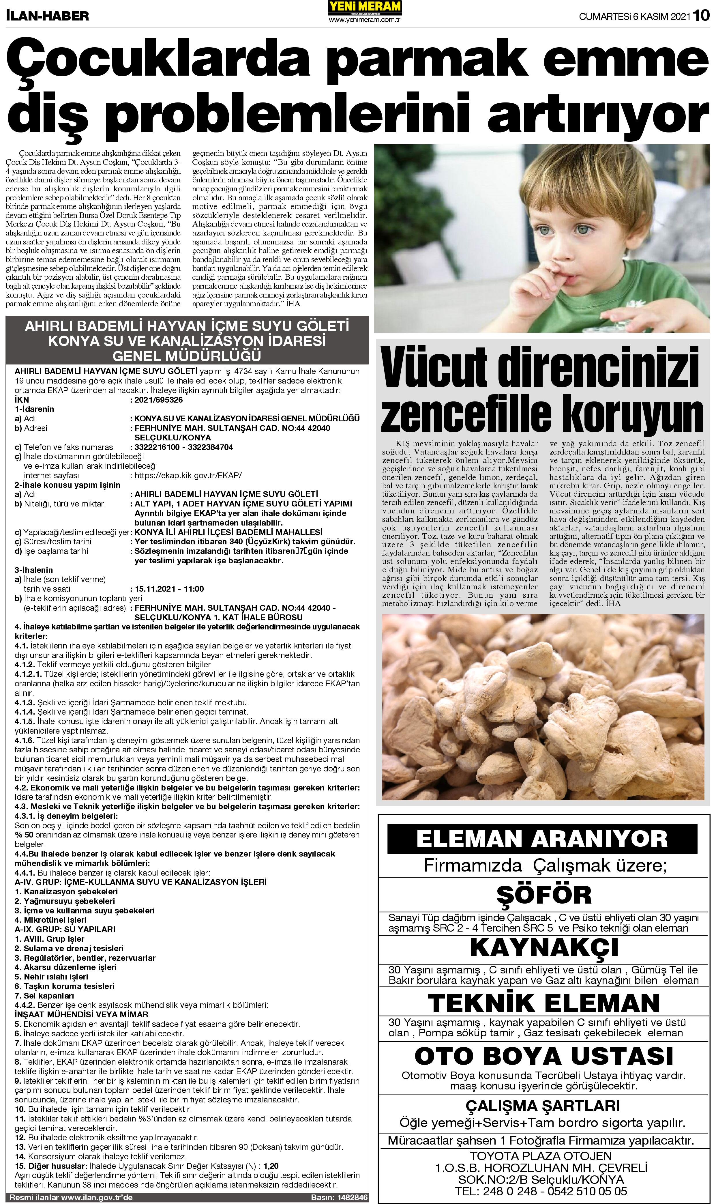 6 Kasım 2021 Yeni Meram Gazetesi
