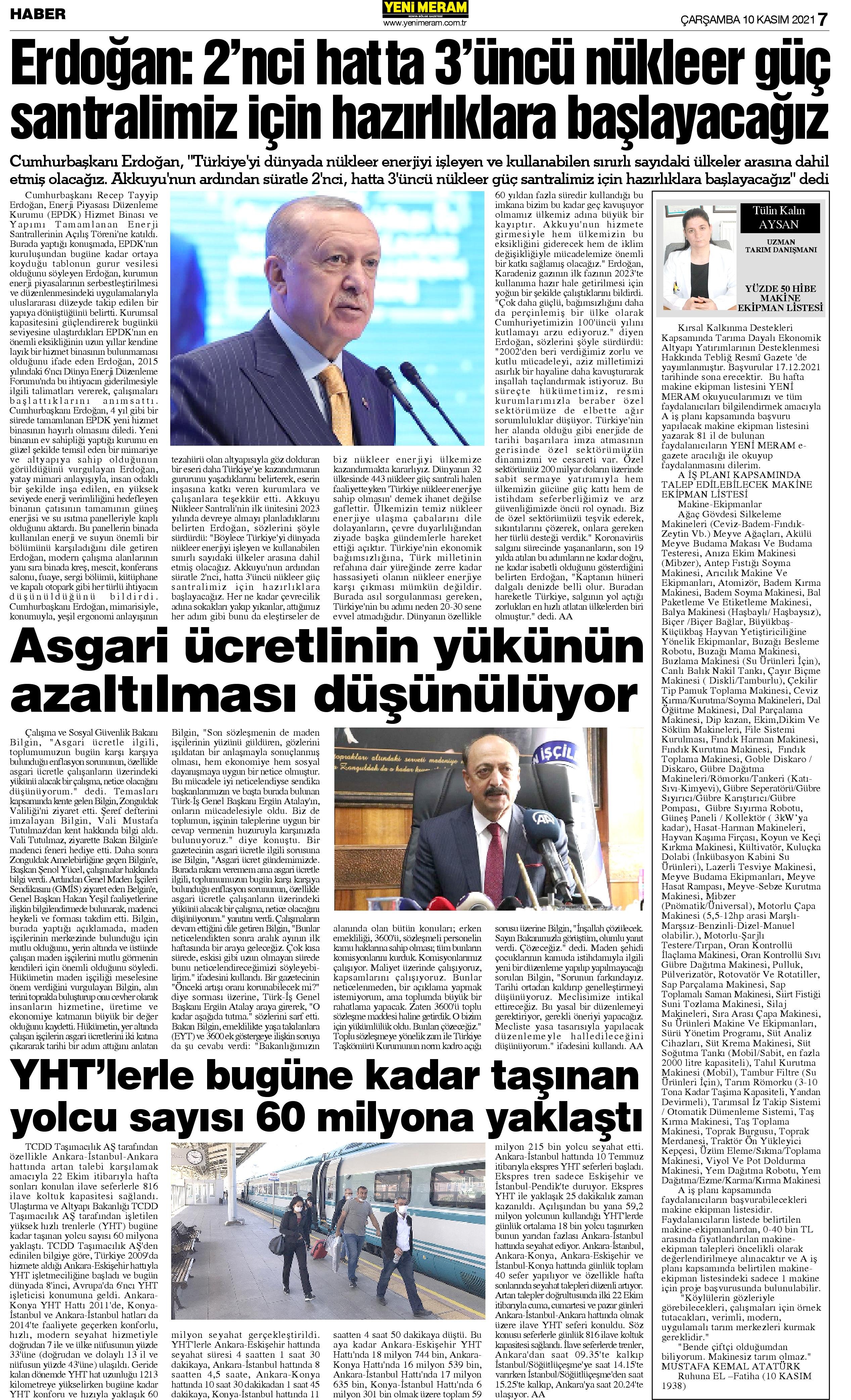 10 Kasım 2021 Yeni Meram Gazetesi
