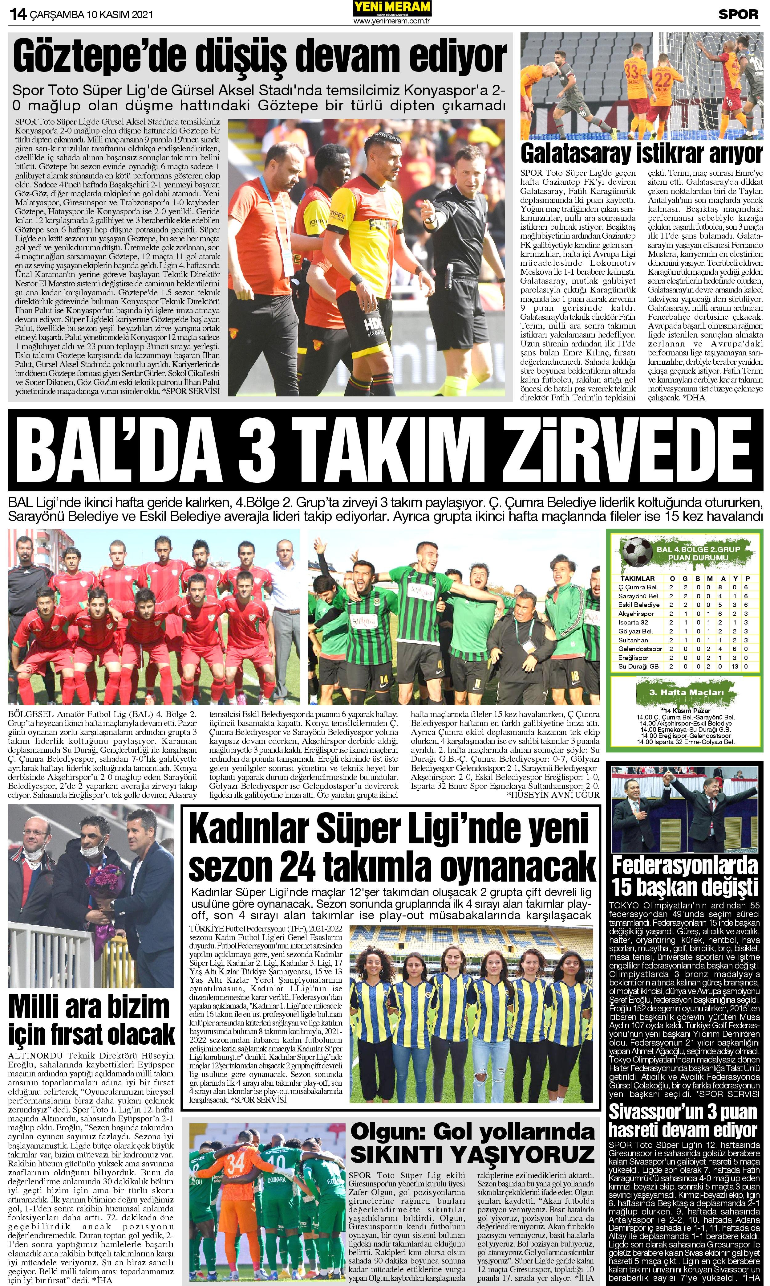 10 Kasım 2021 Yeni Meram Gazetesi
