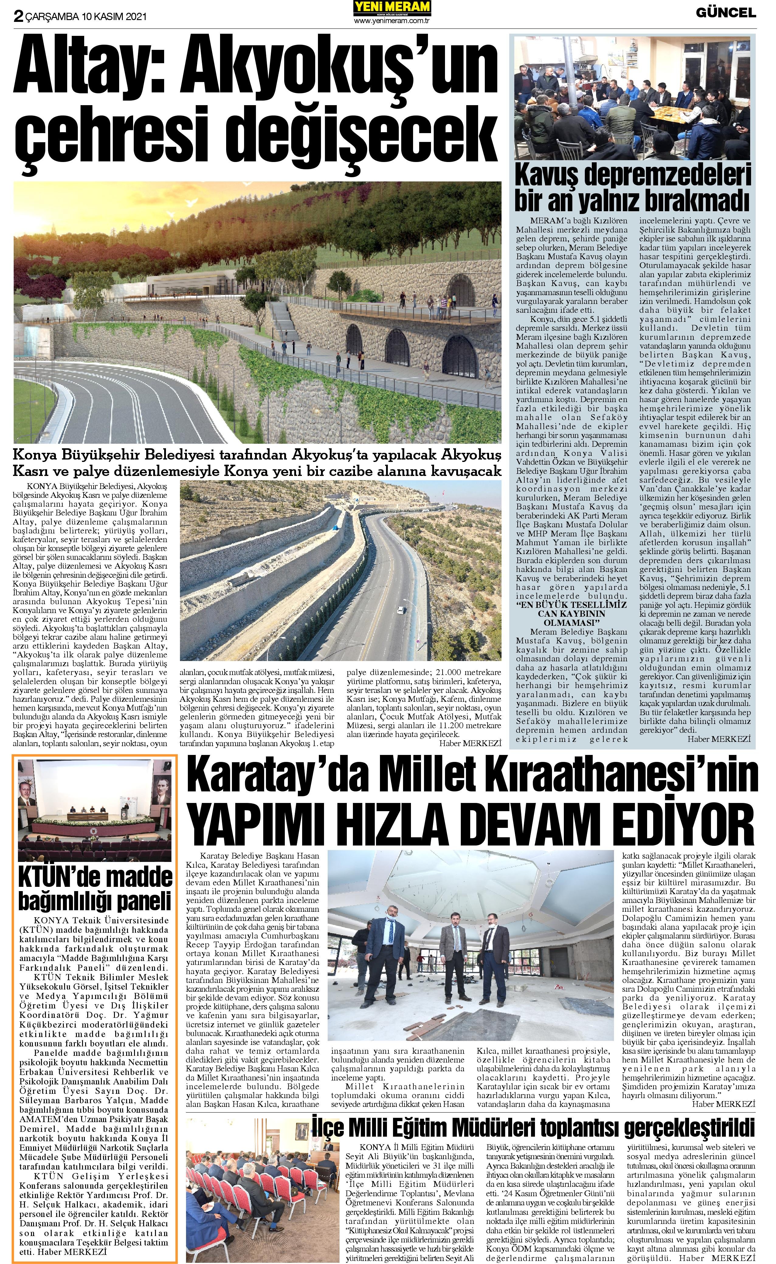 10 Kasım 2021 Yeni Meram Gazetesi
