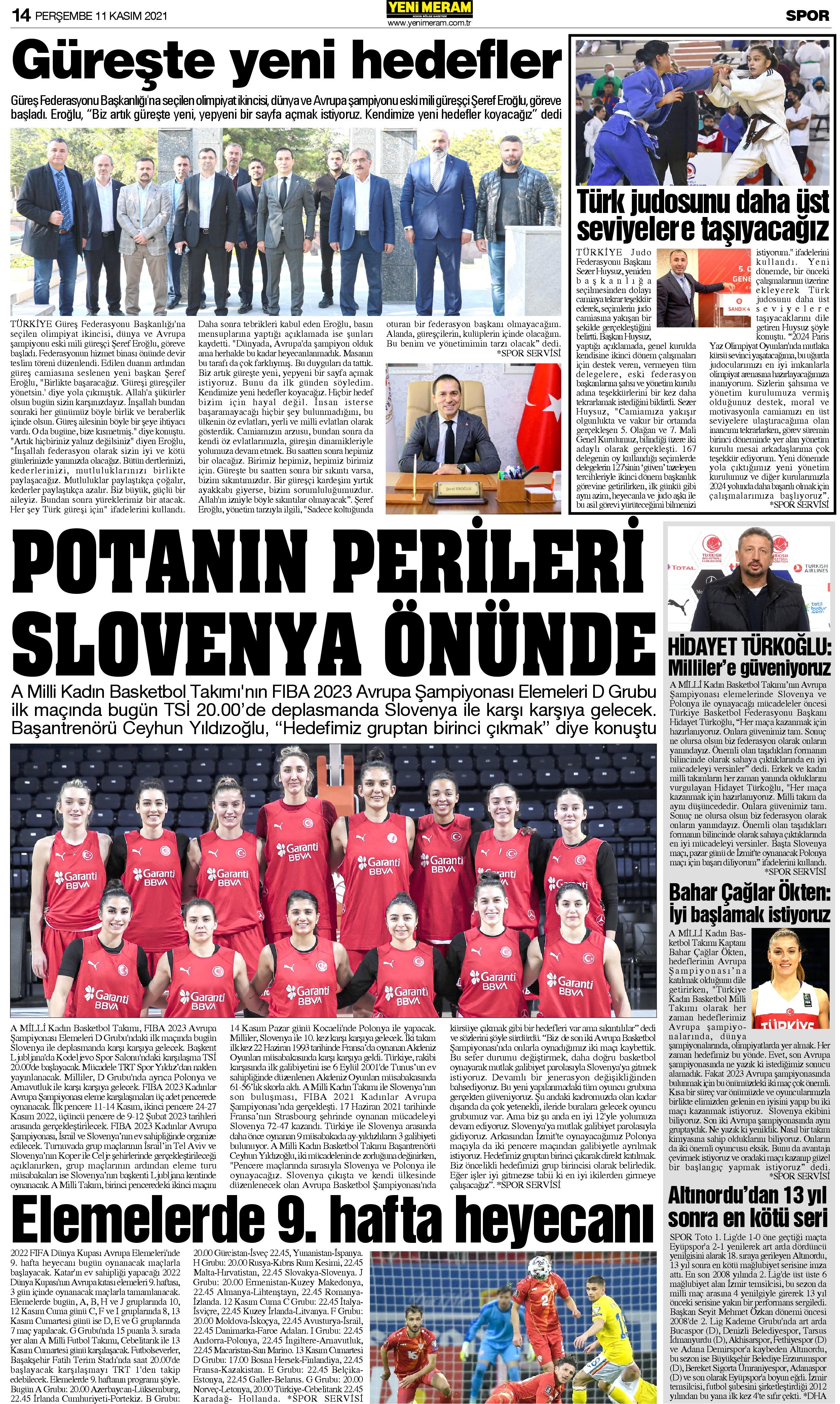 11 Kasım 2021 Yeni Meram Gazetesi
