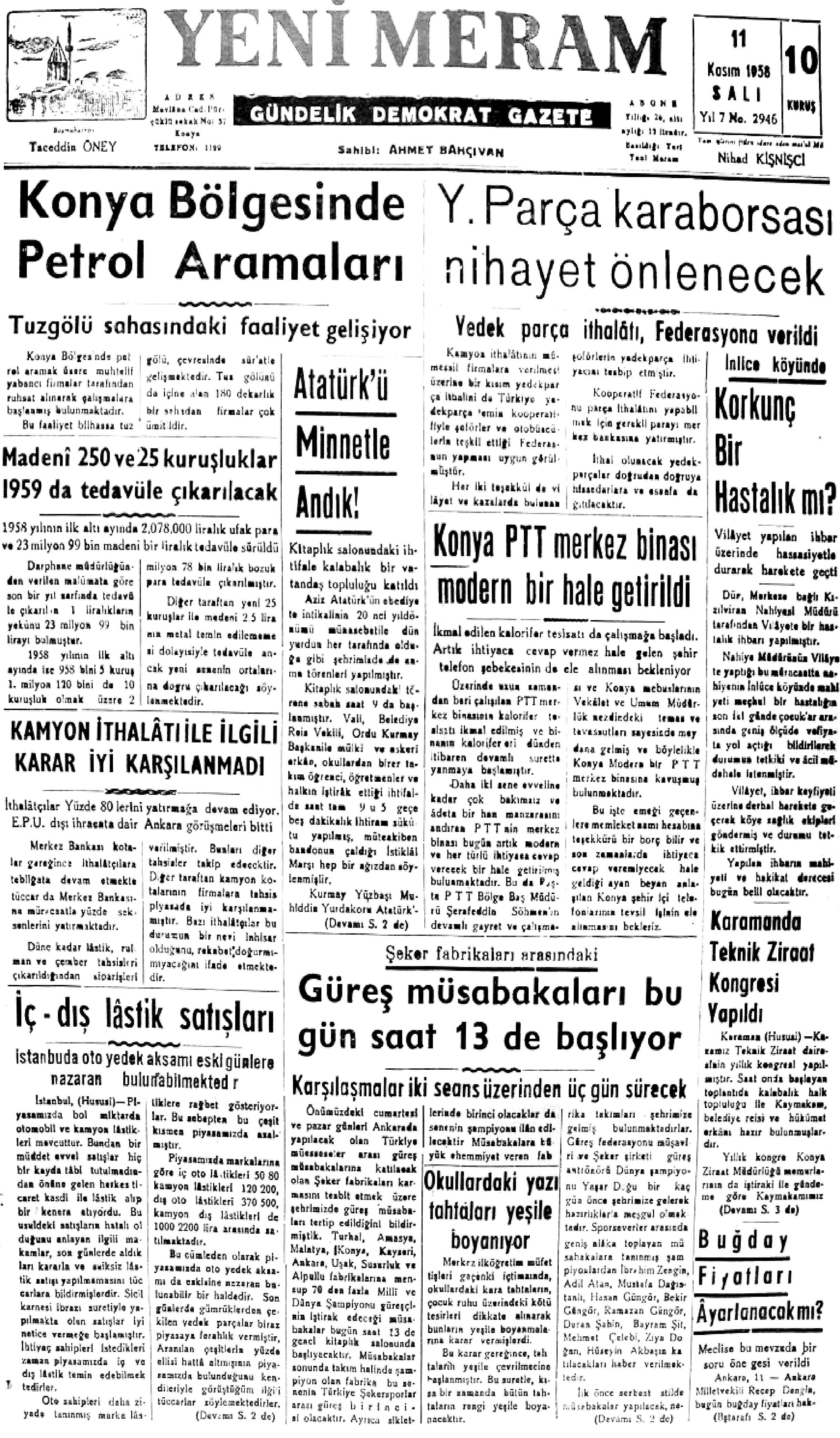 11 Kasım 2021 Yeni Meram Gazetesi
