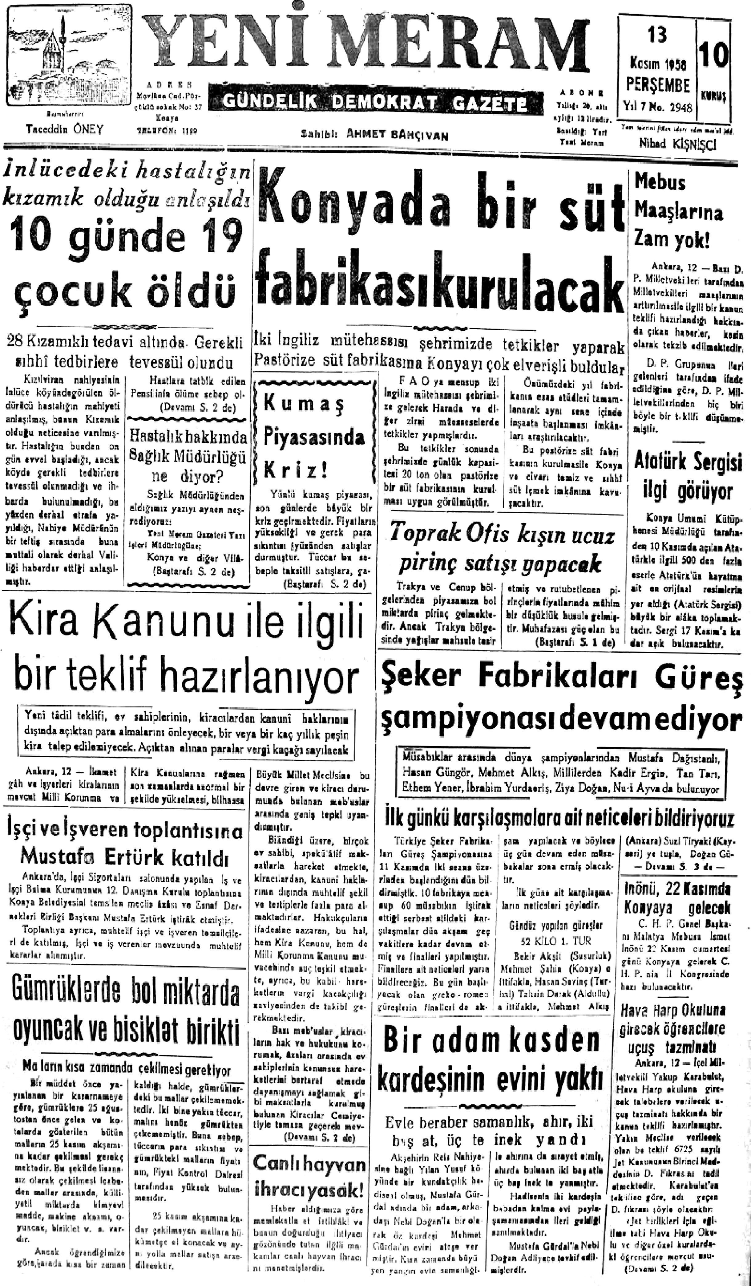 13 Kasım 2021 Yeni Meram Gazetesi