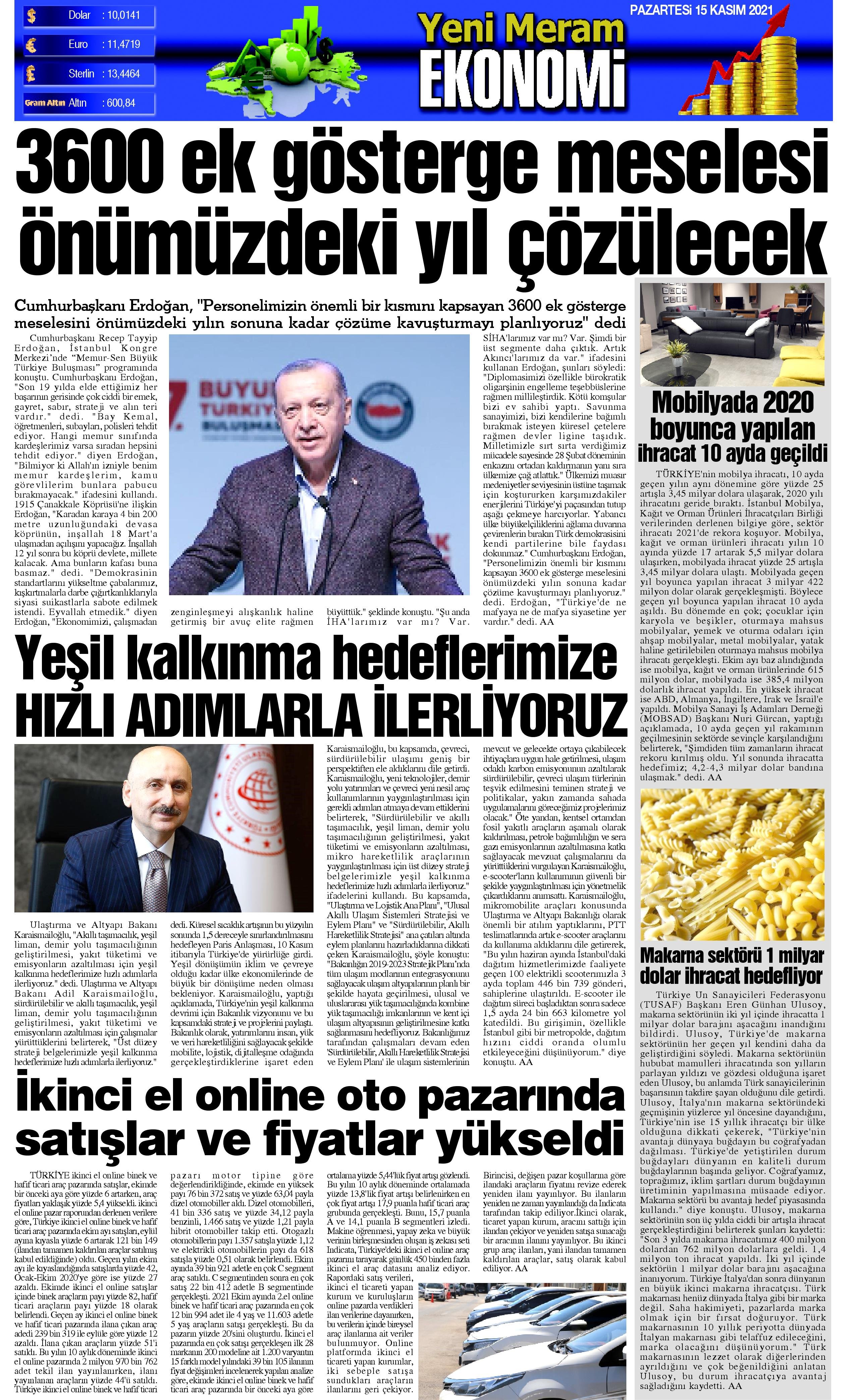 15 Kasım 2021 Yeni Meram Gazetesi
