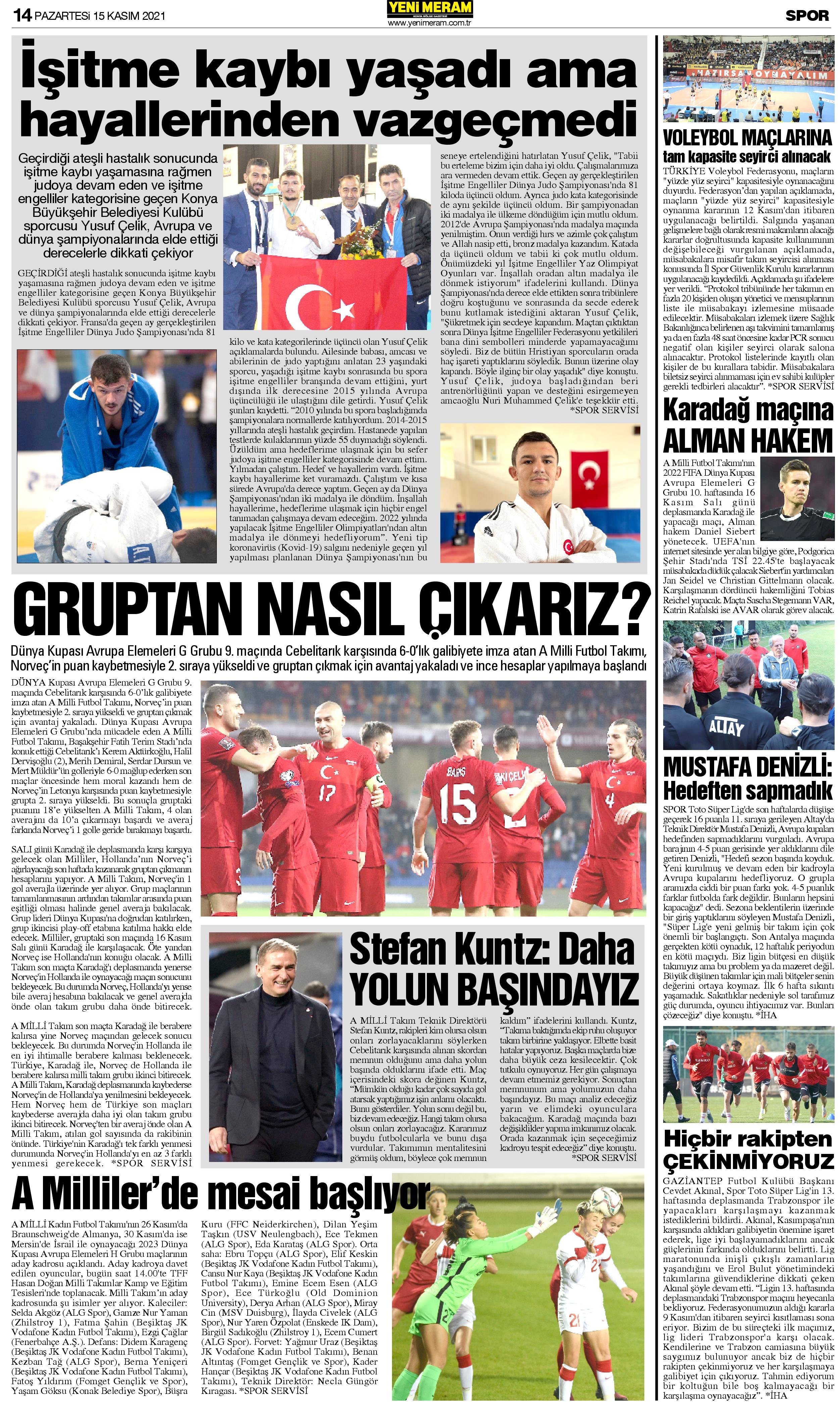 15 Kasım 2021 Yeni Meram Gazetesi
