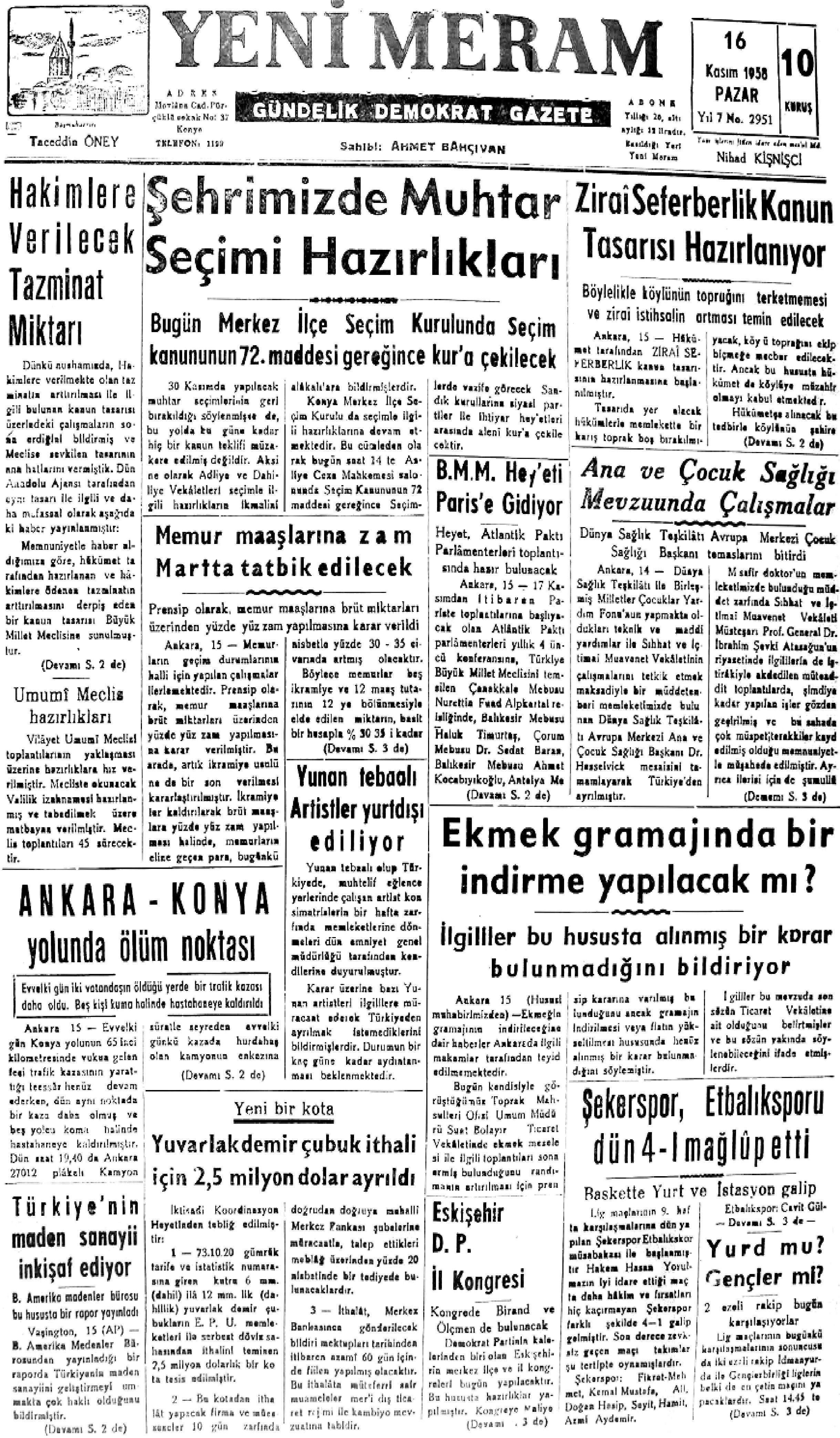 16 Kasım 2021 Yeni Meram Gazetesi
