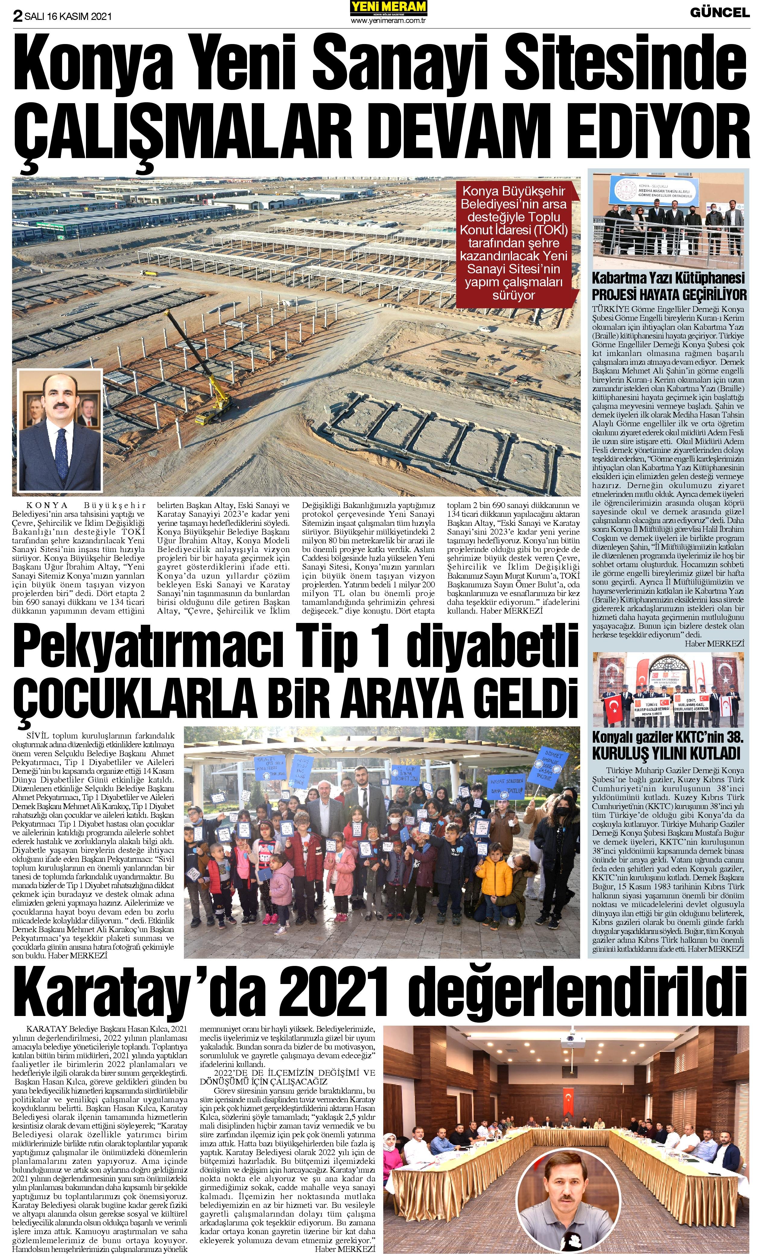 16 Kasım 2021 Yeni Meram Gazetesi
