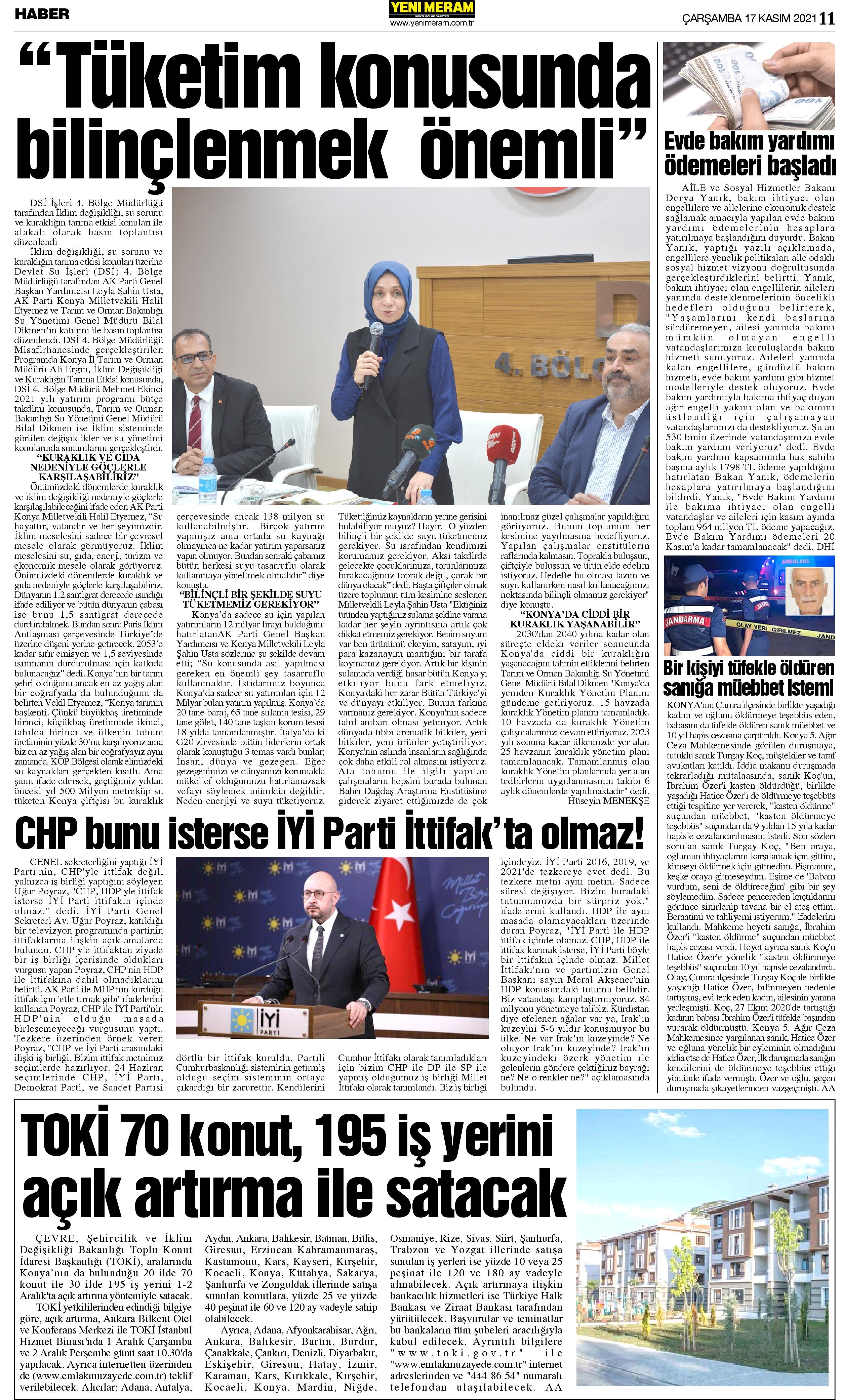 17 Kasım 2021 Yeni Meram Gazetesi
