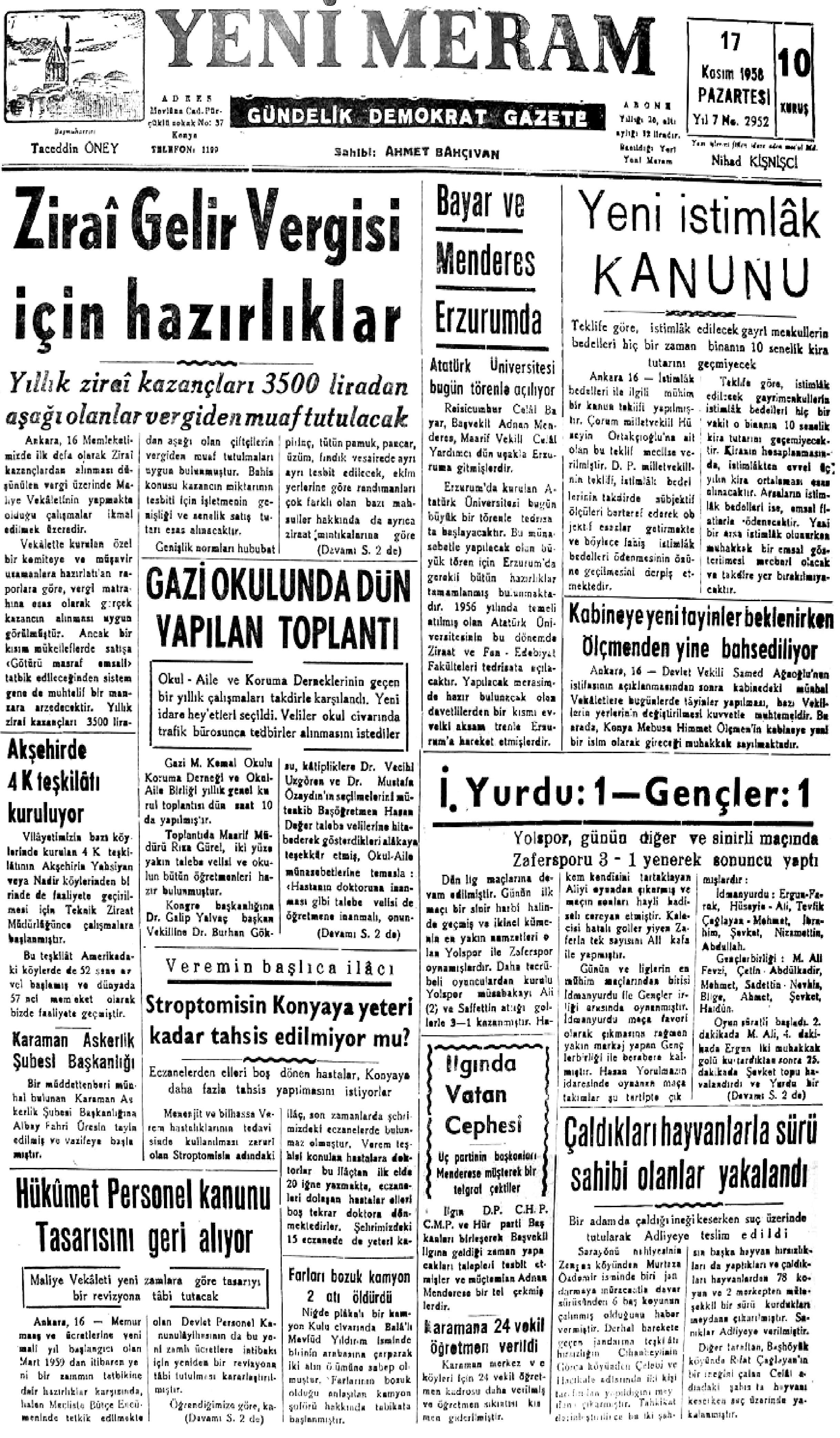 17 Kasım 2021 Yeni Meram Gazetesi
