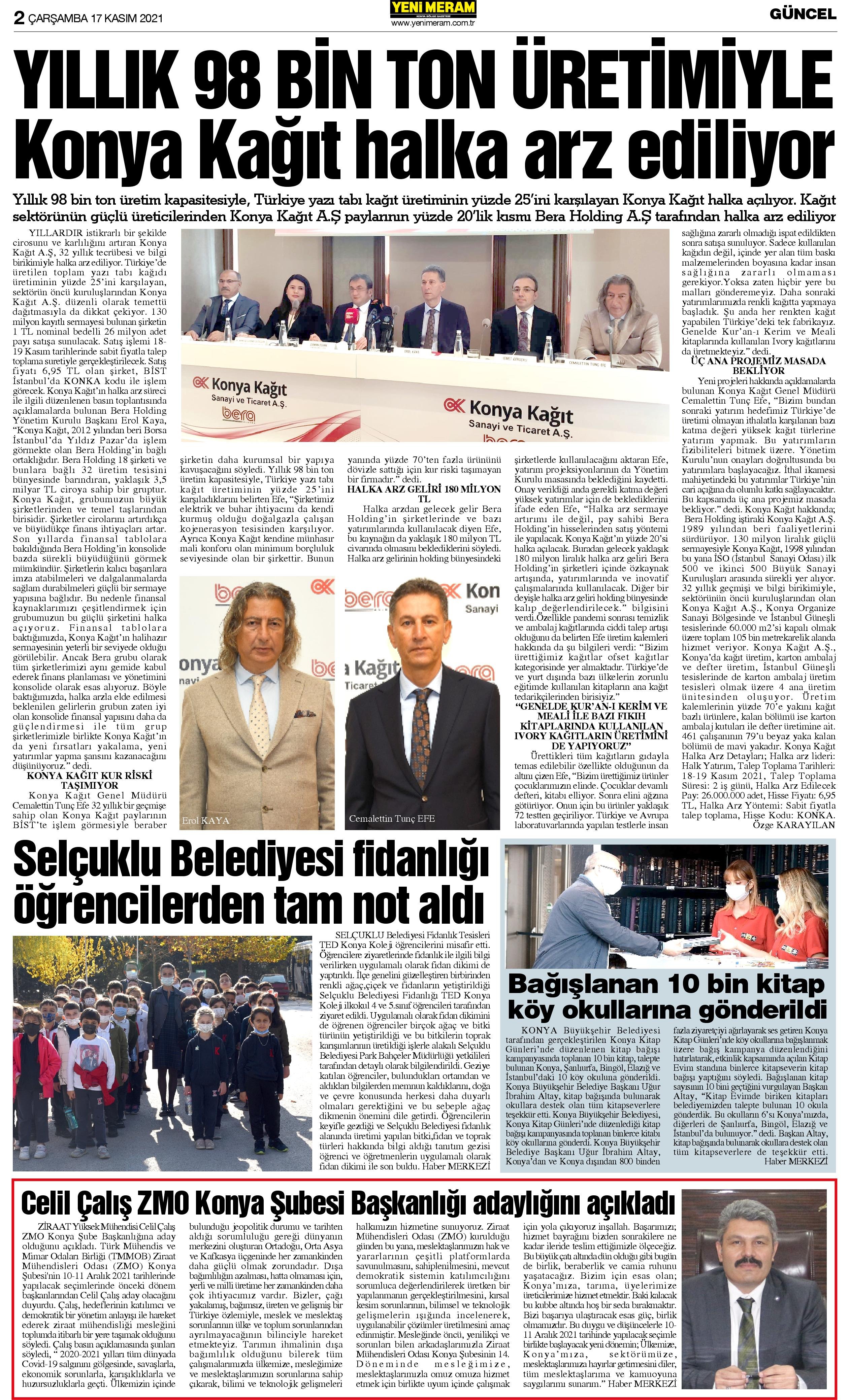 17 Kasım 2021 Yeni Meram Gazetesi
