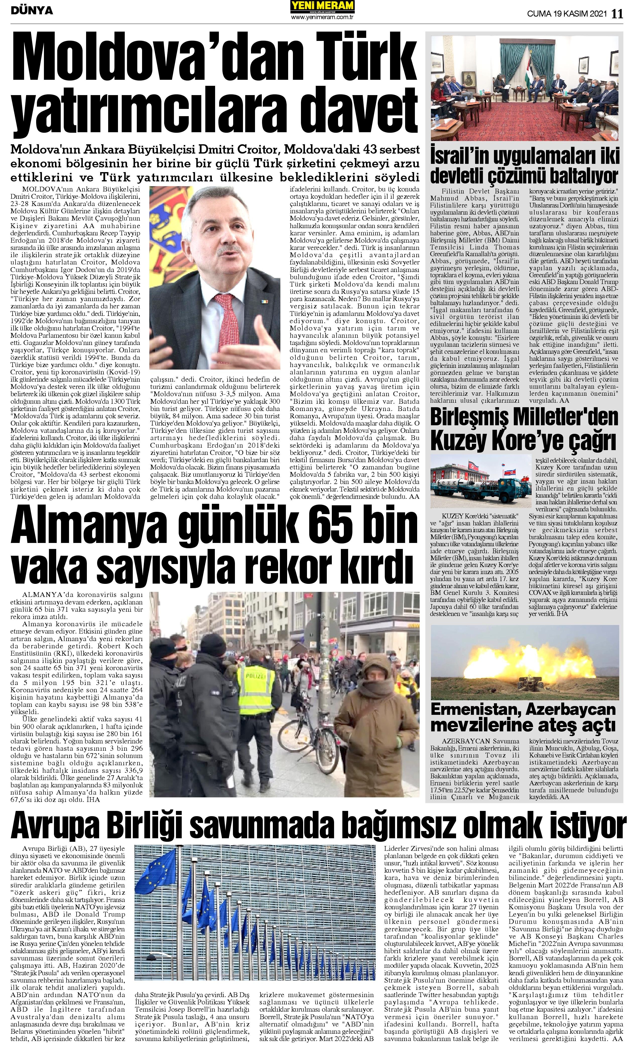 19 Kasım 2021 Yeni Meram Gazetesi
