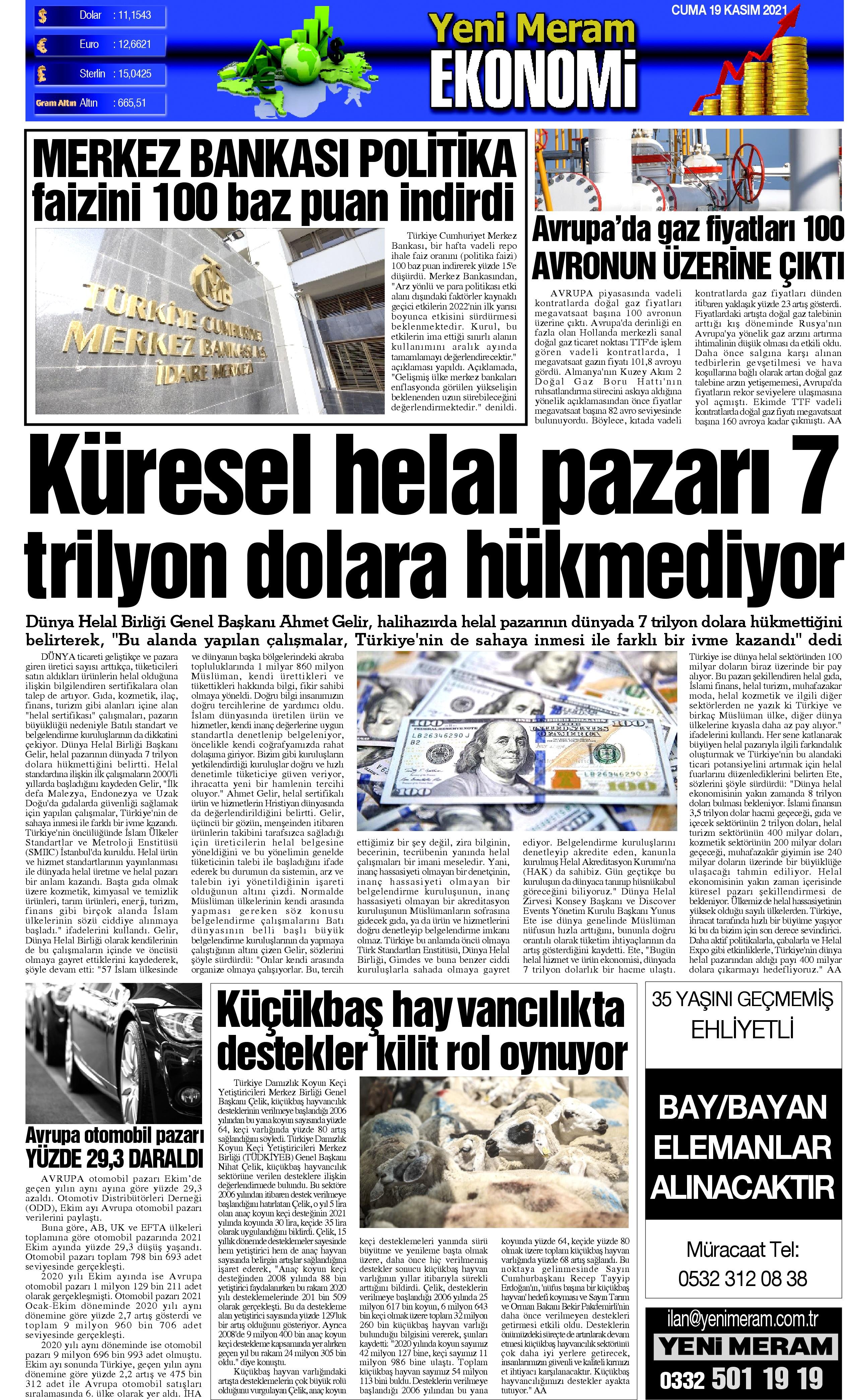 19 Kasım 2021 Yeni Meram Gazetesi
