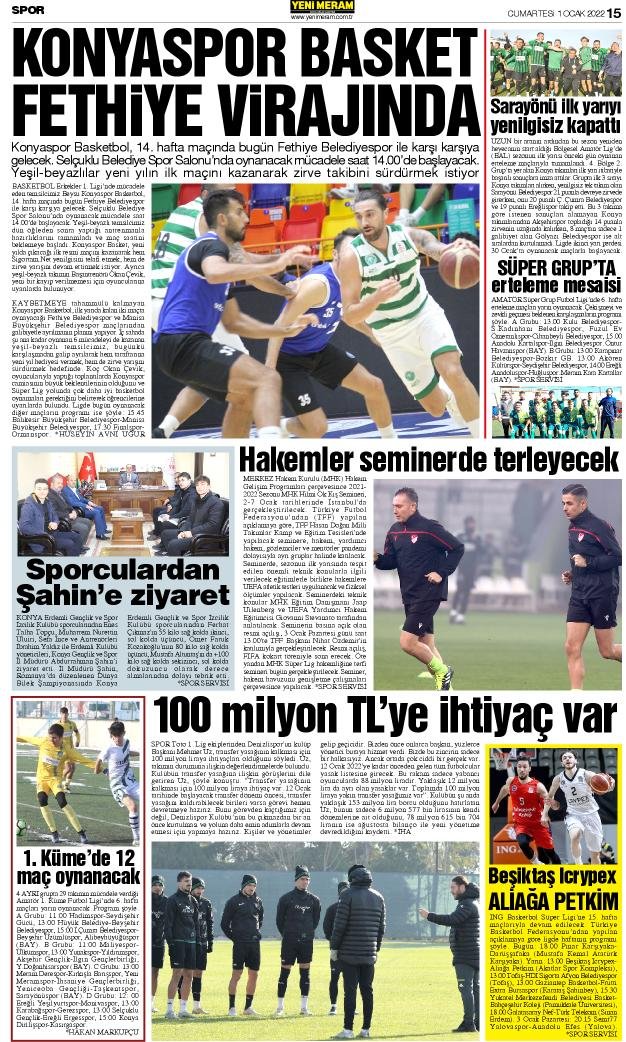1 Ocak 2022 Yeni Meram Gazetesi