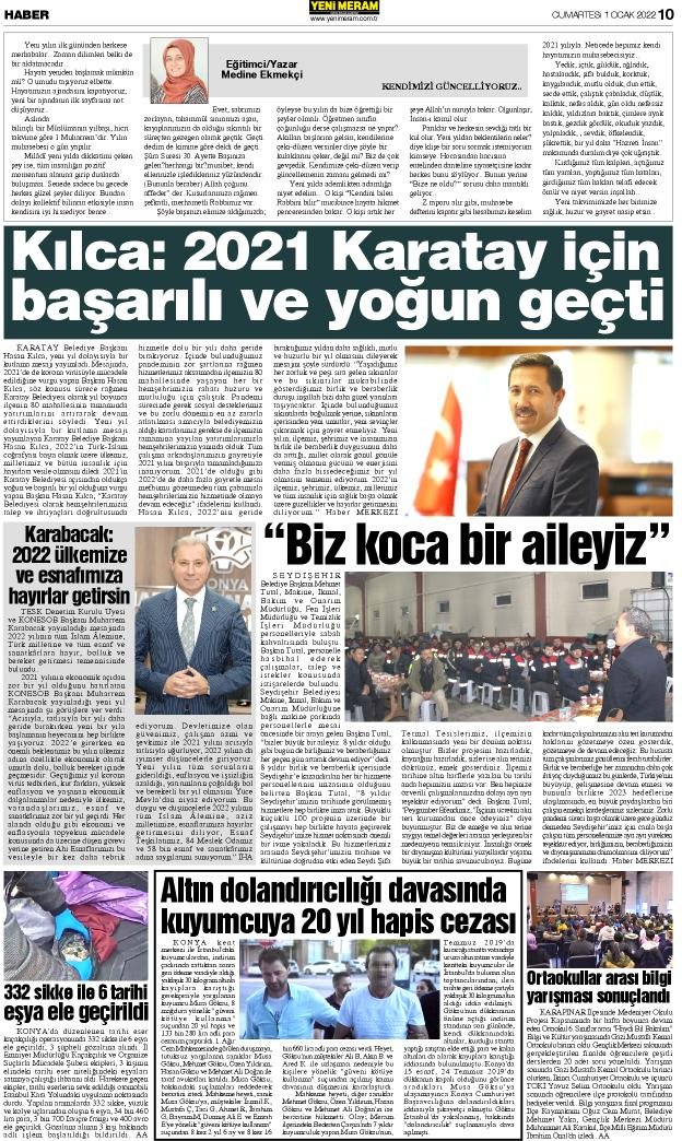 1 Ocak 2022 Yeni Meram Gazetesi
