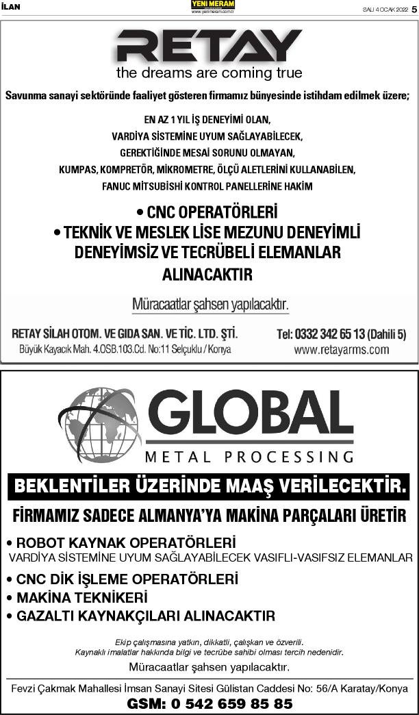 4 Ocak 2022 Yeni Meram Gazetesi
