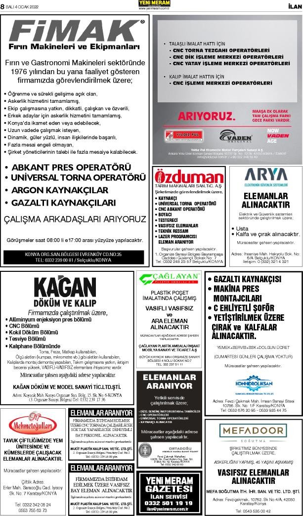 4 Ocak 2022 Yeni Meram Gazetesi
