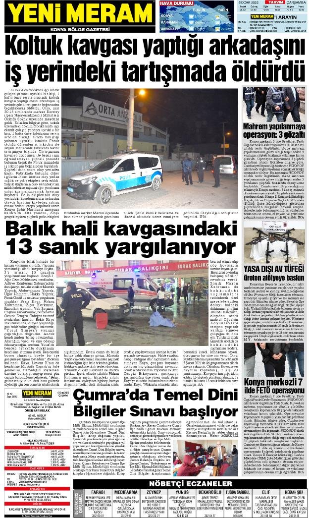 5 Ocak 2022 Yeni Meram Gazetesi
