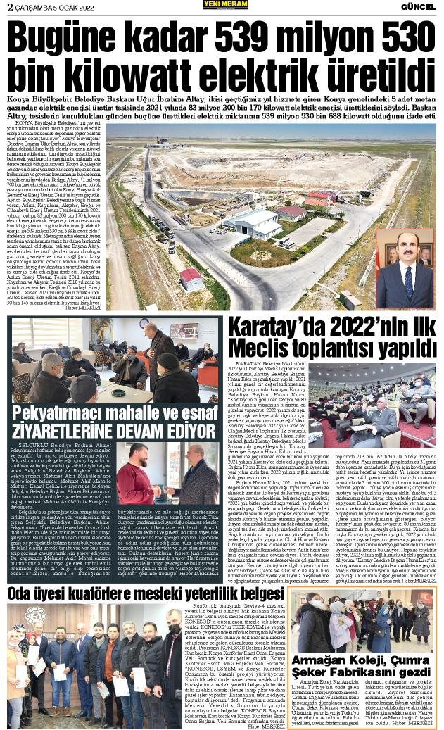 5 Ocak 2022 Yeni Meram Gazetesi
