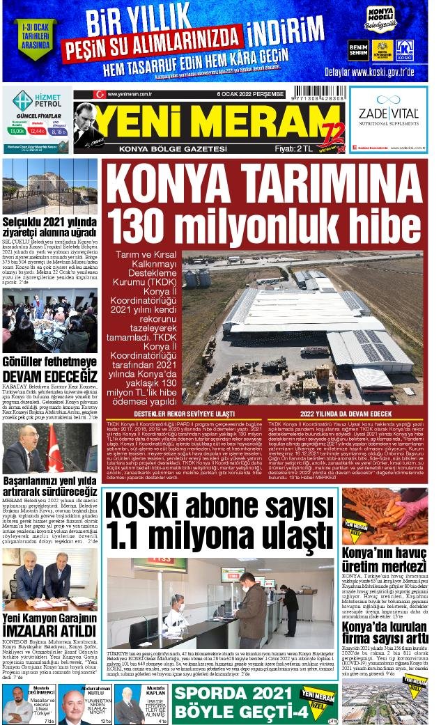 6 Ocak 2022 Yeni Meram Gazetesi
