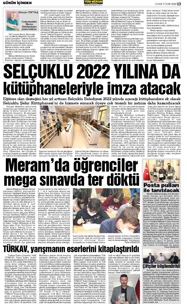 7 Ocak 2022 Yeni Meram Gazetesi
