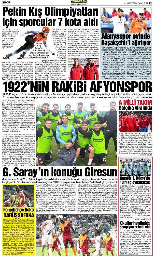 8 Ocak 2022 Yeni Meram Gazetesi